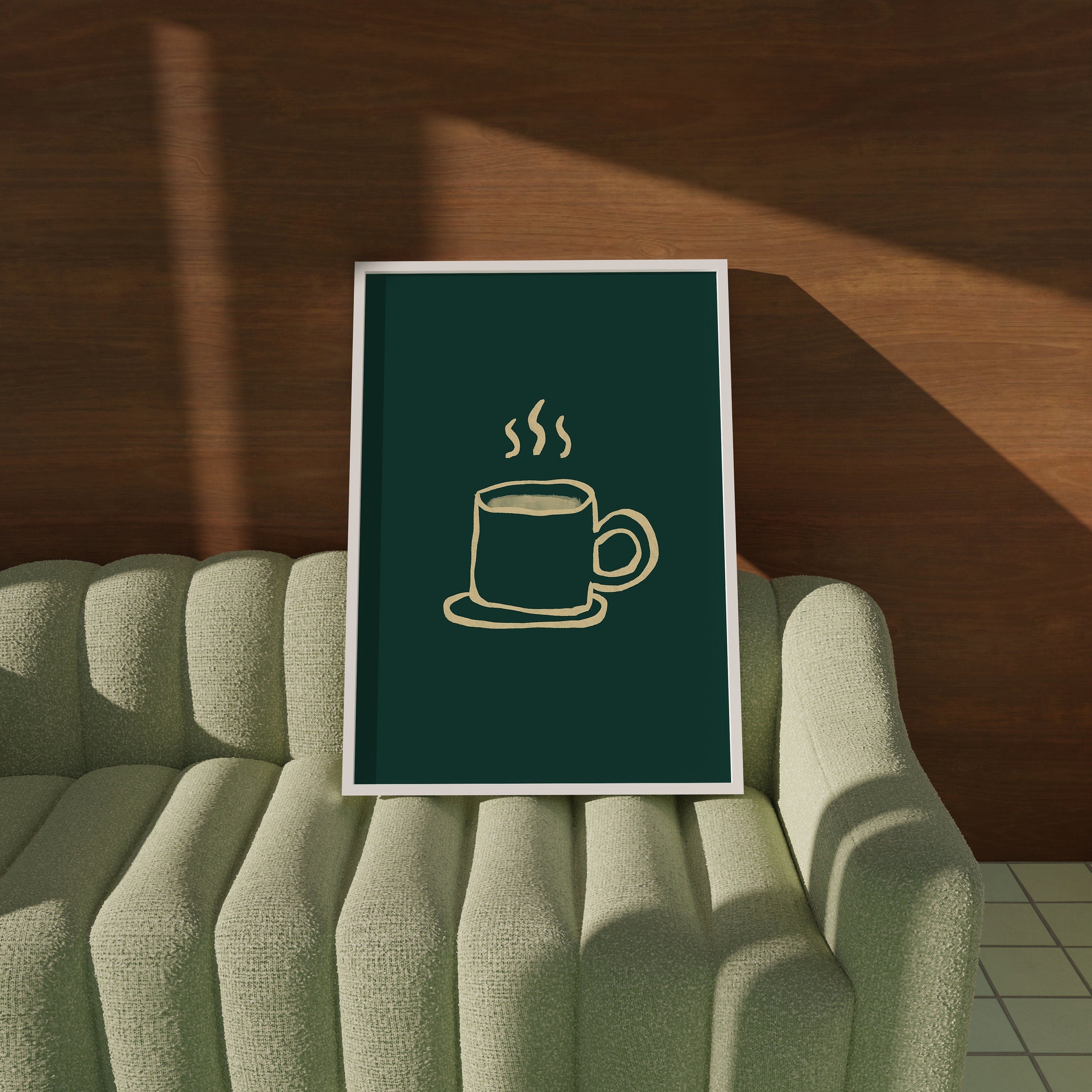 Digital Prints, Retro Coffee Poster, Green Kitchen Art, Coffee Art Print, Coffee Cartoon Print, Retro Wall Art, Vintage Kitchen Prints