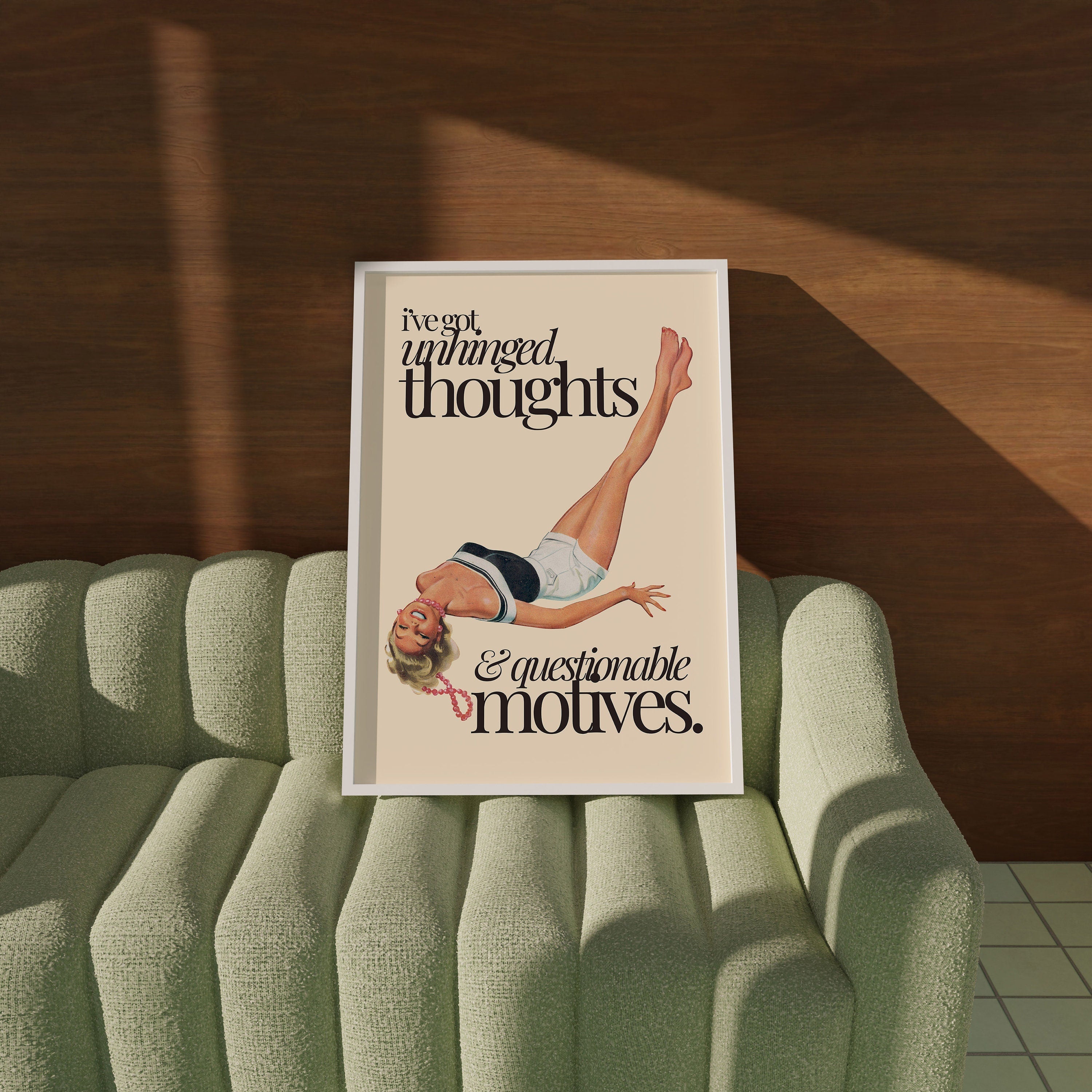 Unhinged Thoughts, Girly Art Prints,Retro Wall Art, Trendy Collage Prints, Pulp Photo Art Print, Preppy Fun Art, Vintage Art Print
