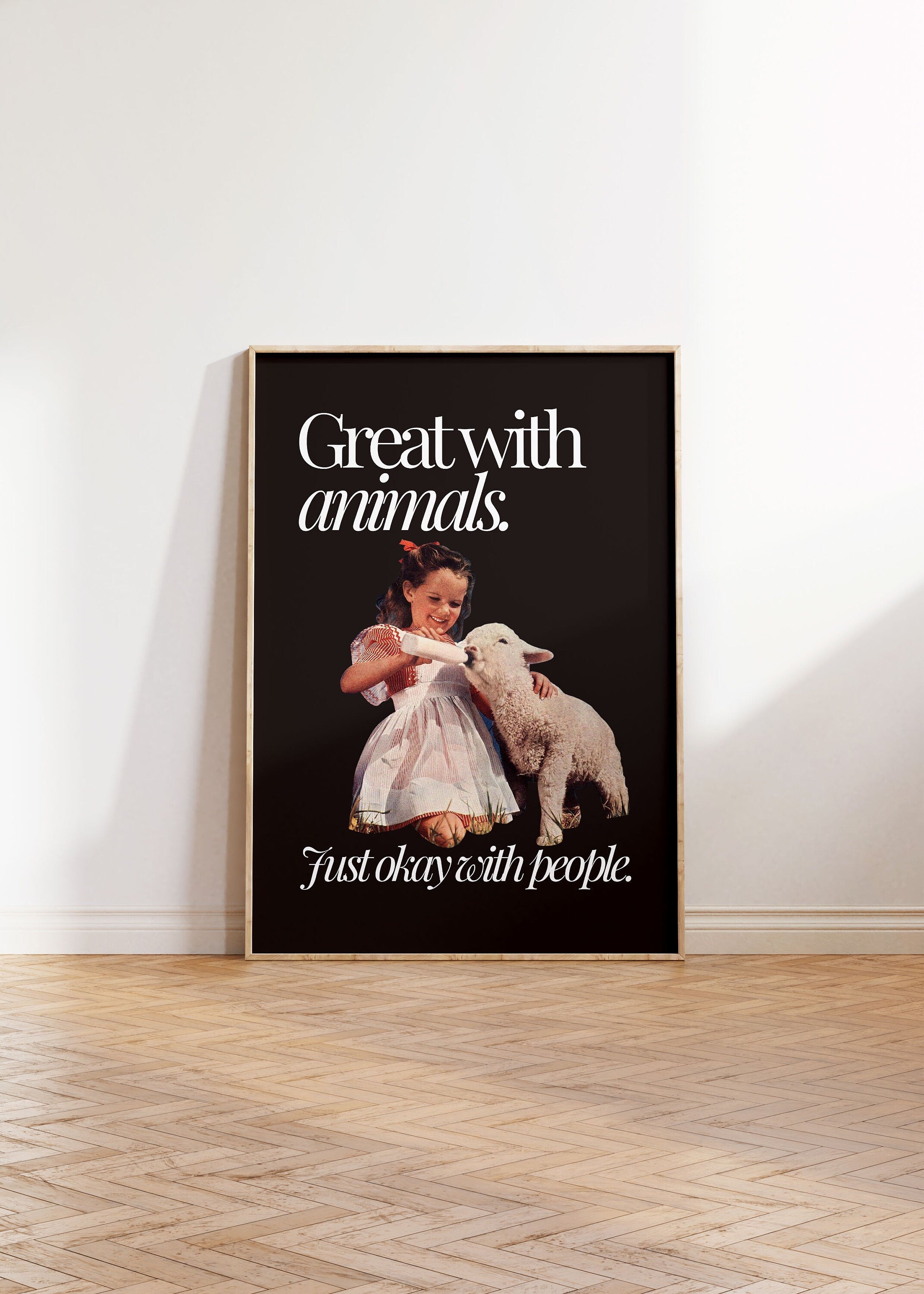 Great With Animals Black Digital Art Print