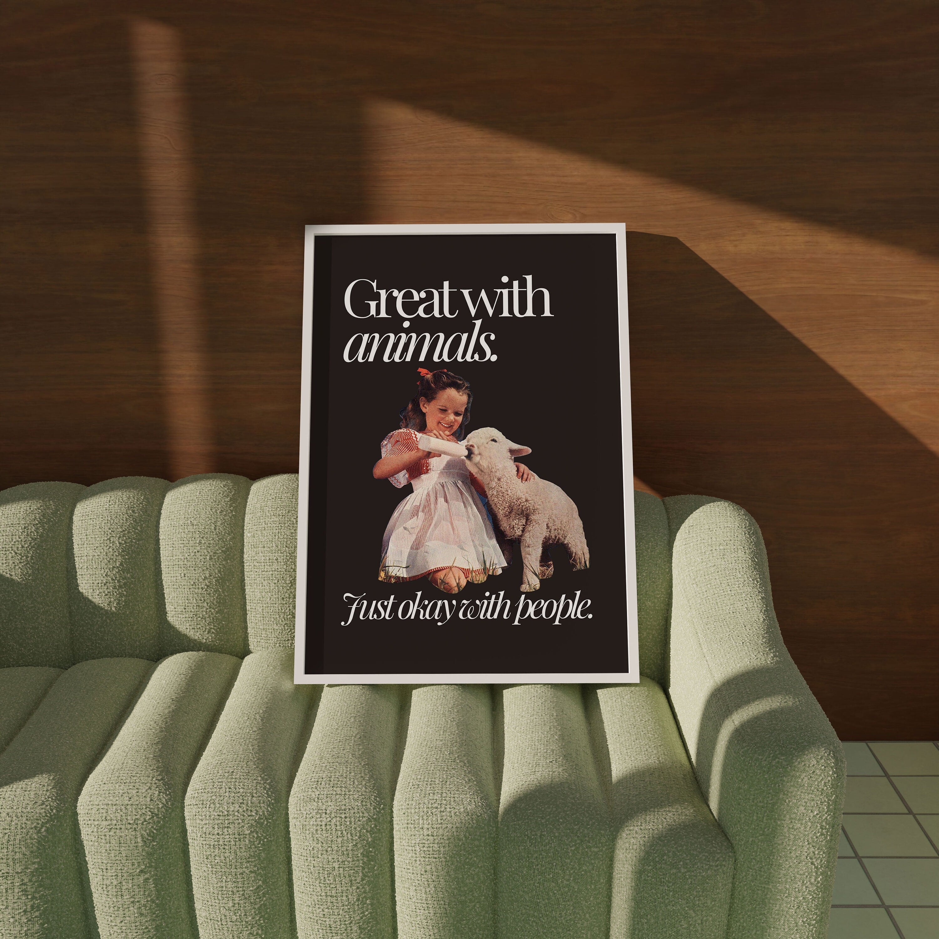 Great With Animals Black Digital Art Print