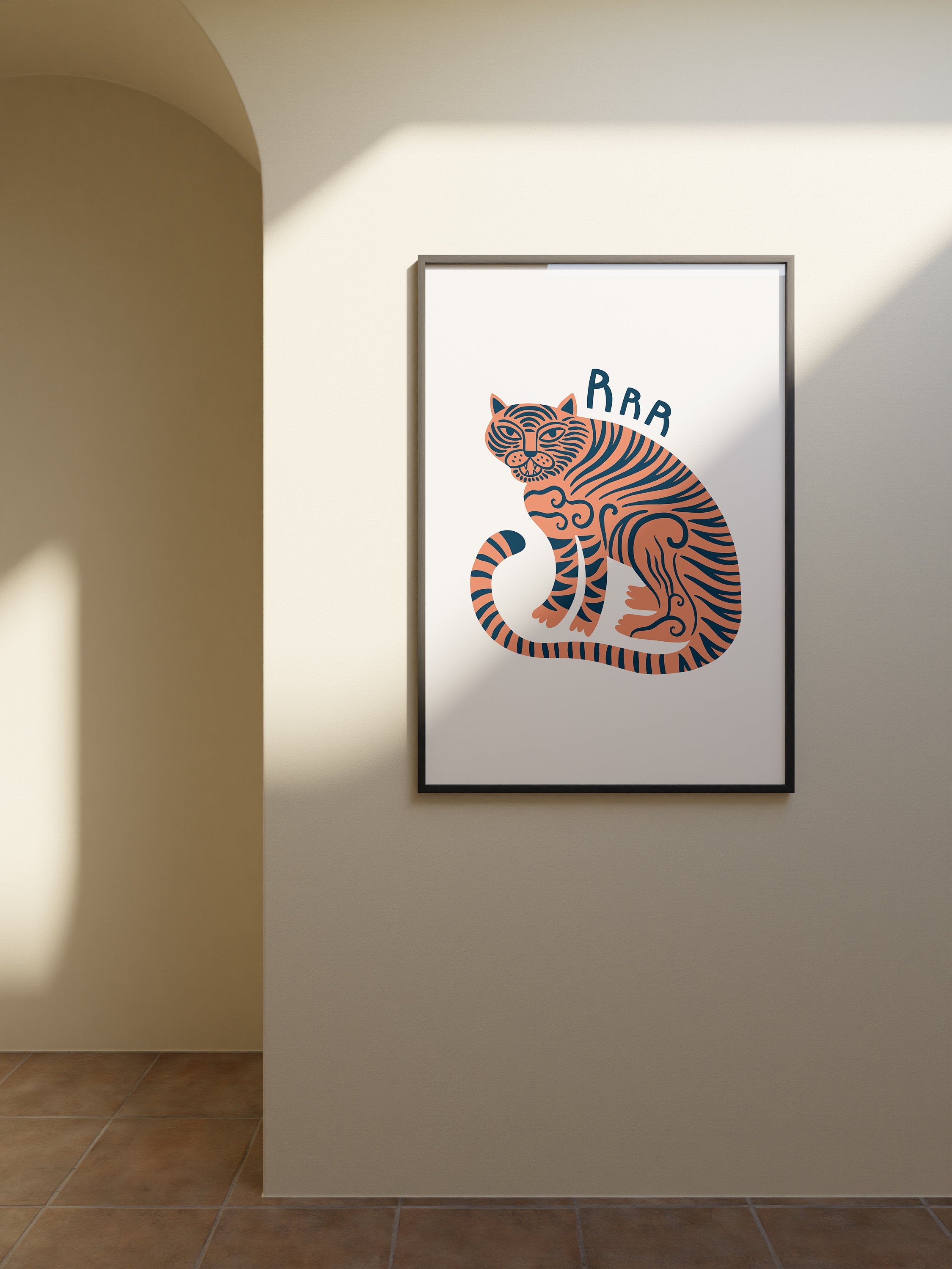 Tiger White Digital Art Print
