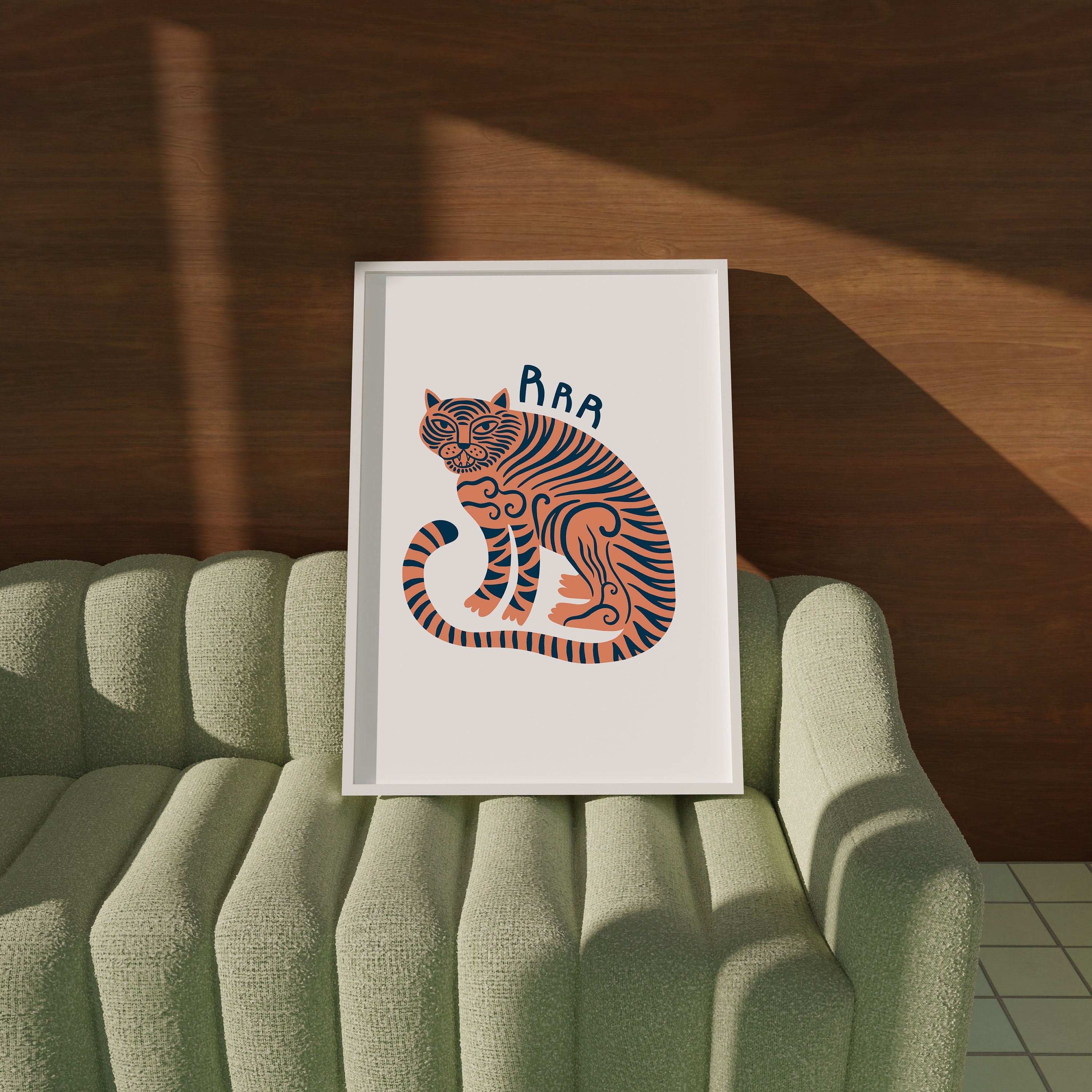 Tiger White Digital Art Print