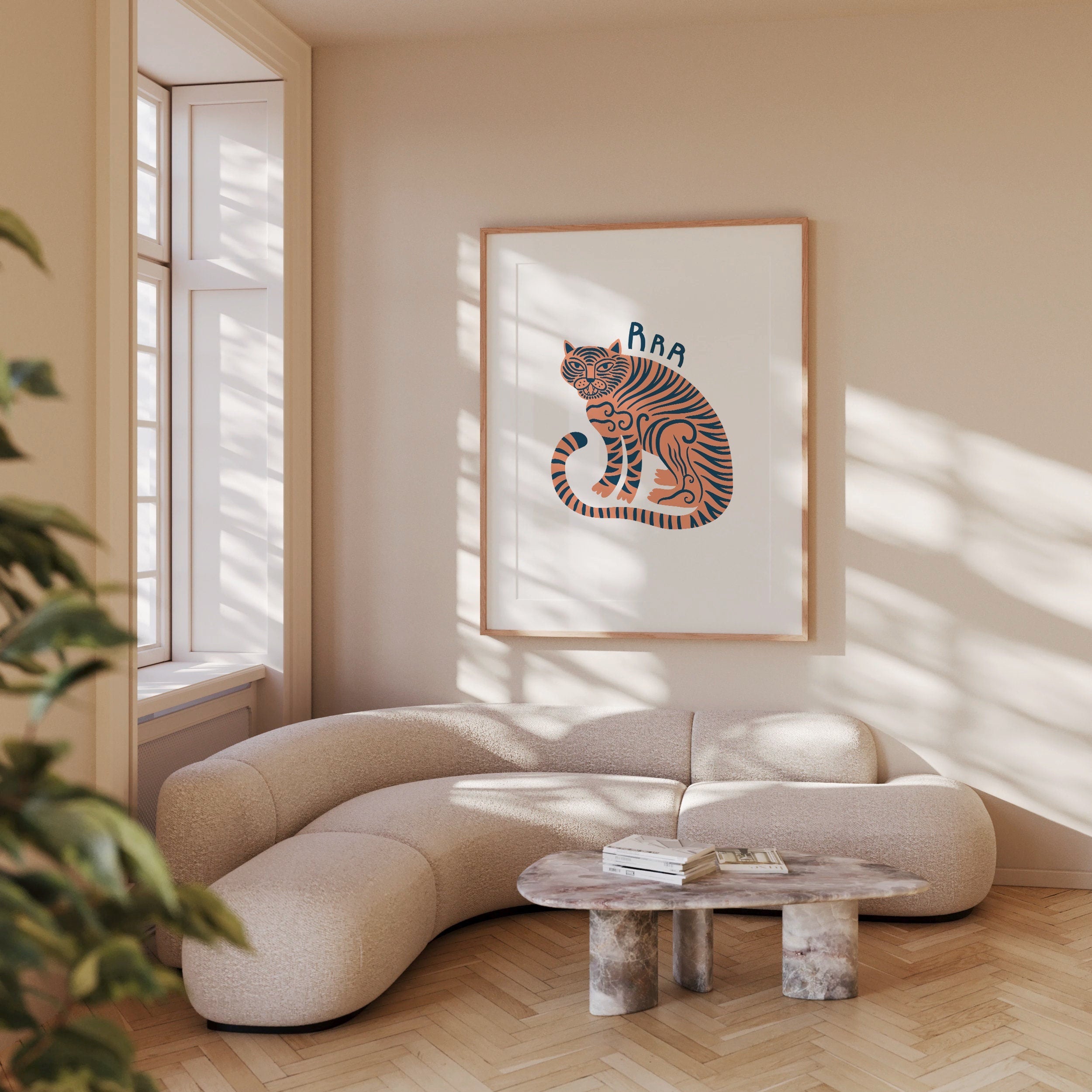 Tiger White Digital Art Print