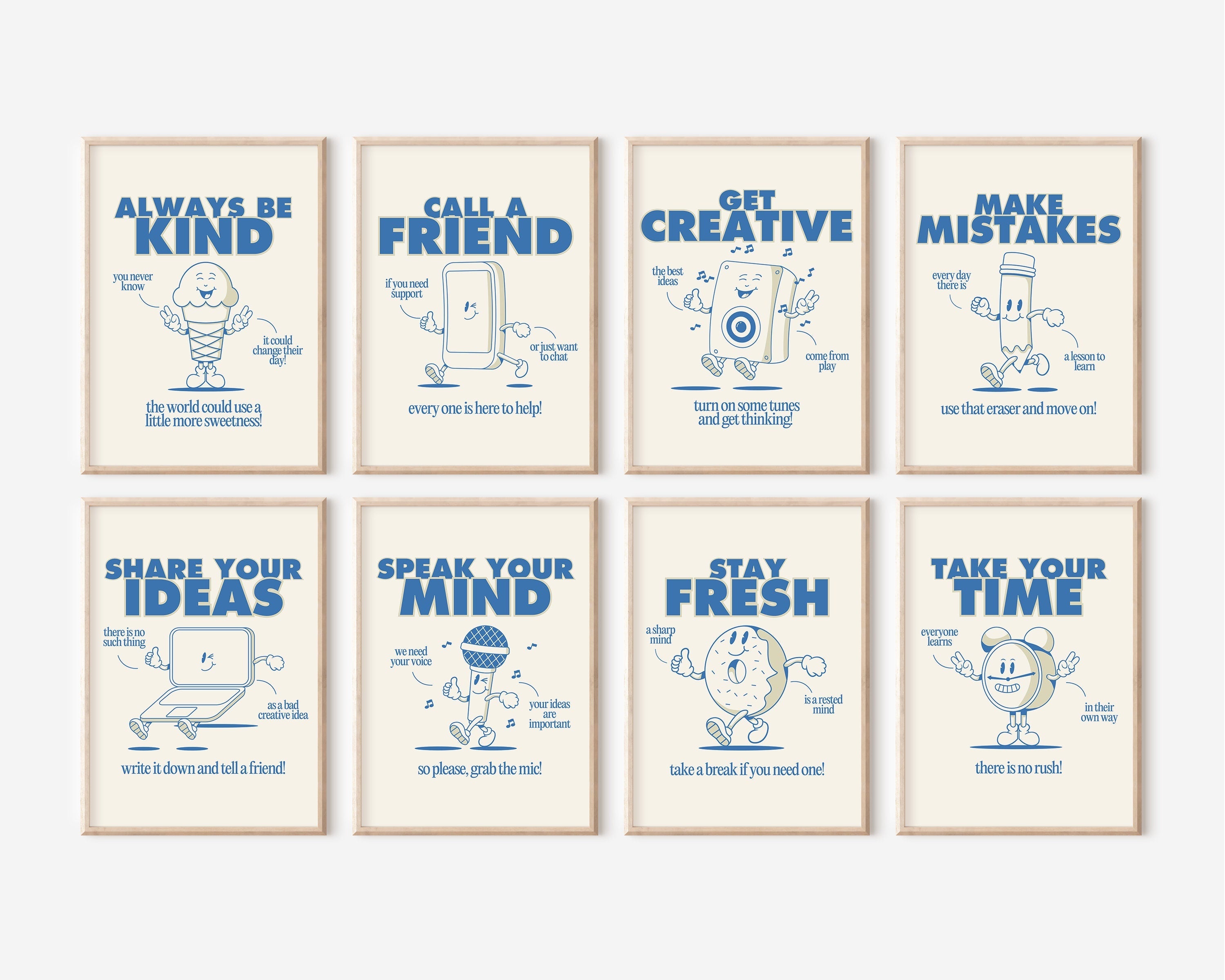 Classroom and Kids Gallery Wall Set of 8 Digital Art Prints