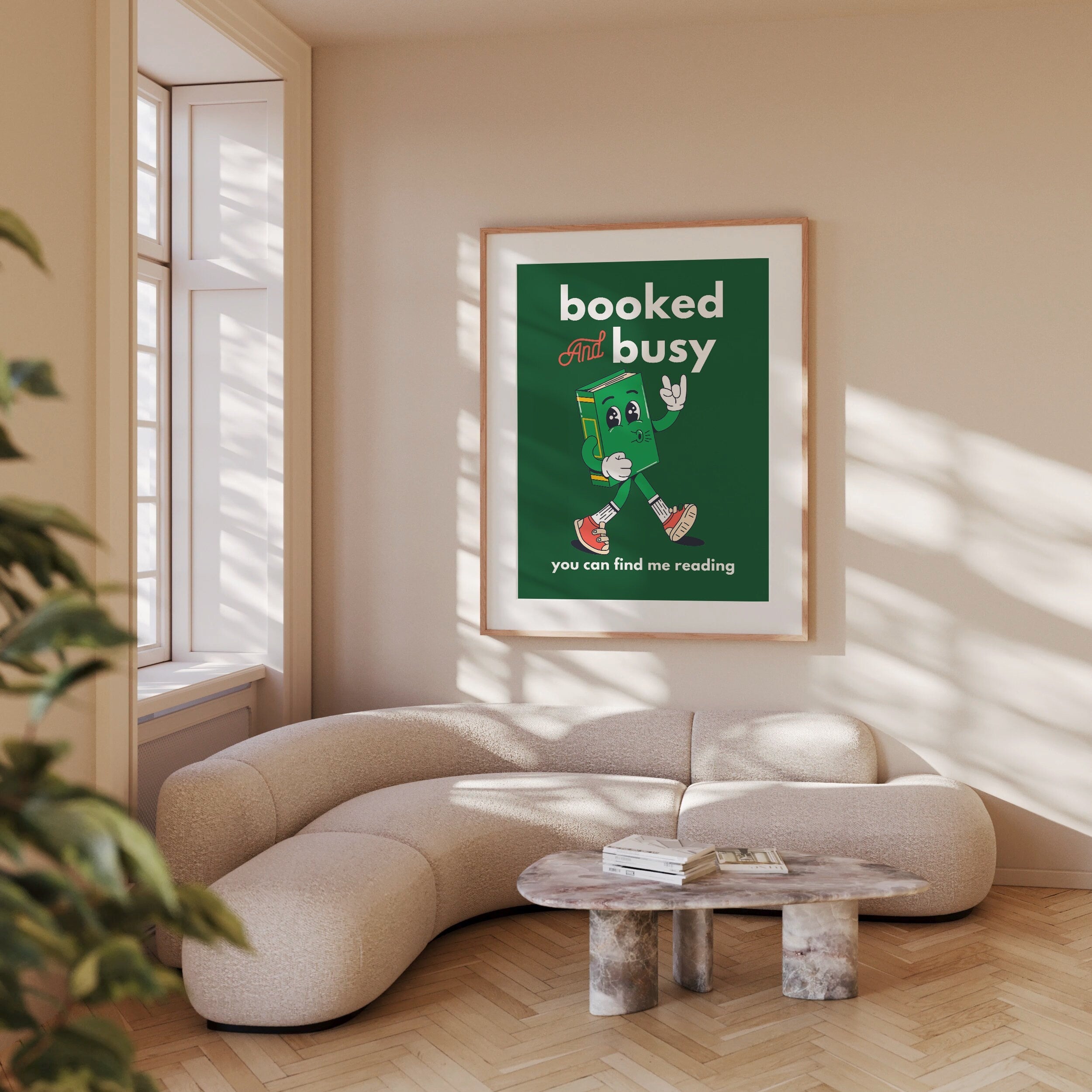 Booked and Busy Green Digital Art Print