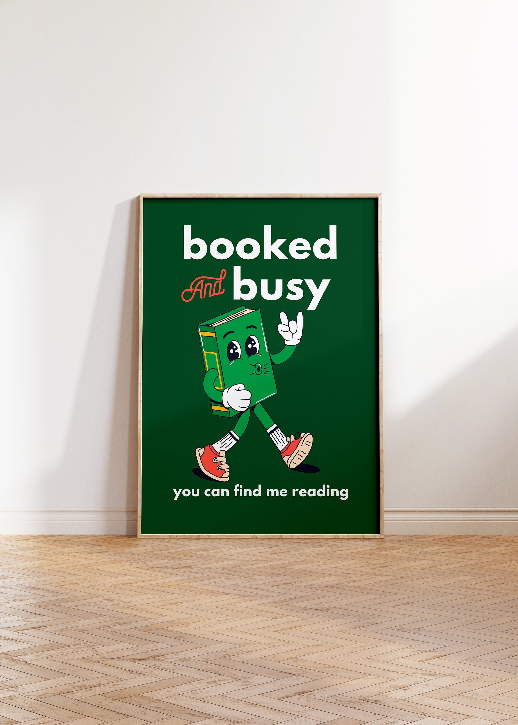 Booked and Busy Green Digital Art Print