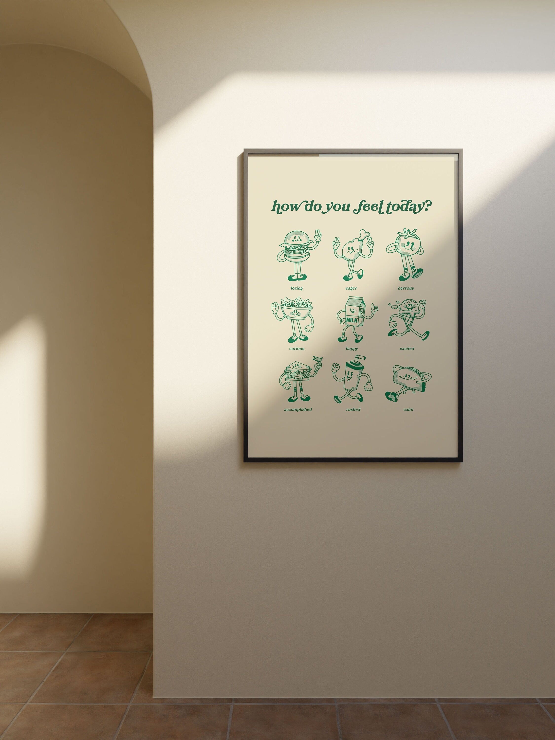How Do You Feel Today Food Cartoon Digital Art Print