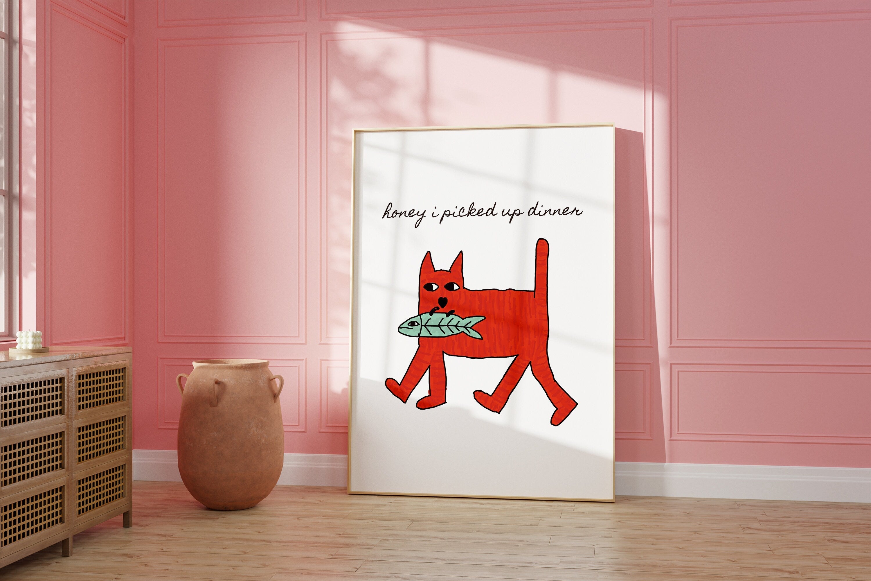 Digital Download, Funny Animal Wall Print, Fun Cat Decor, Downloadable Art, Cute Cat Art, Pop Art, Digital Art Print, Large Wall Art