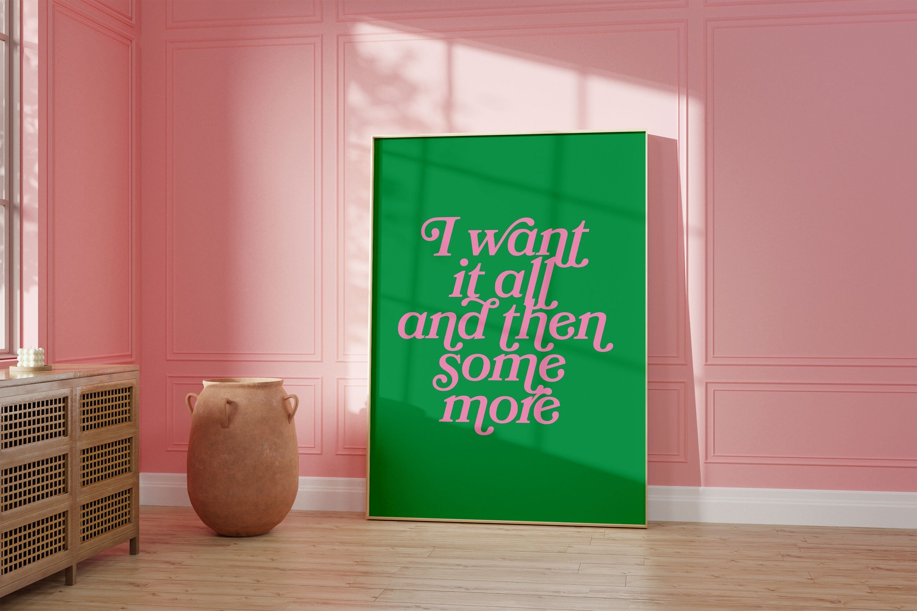 Wall Art Print, Girly Digital Prints, Green Art Print, Inspiration Prints, Gift For Friend, Preppy Pink Art, Office Art Prints, It Girl Art