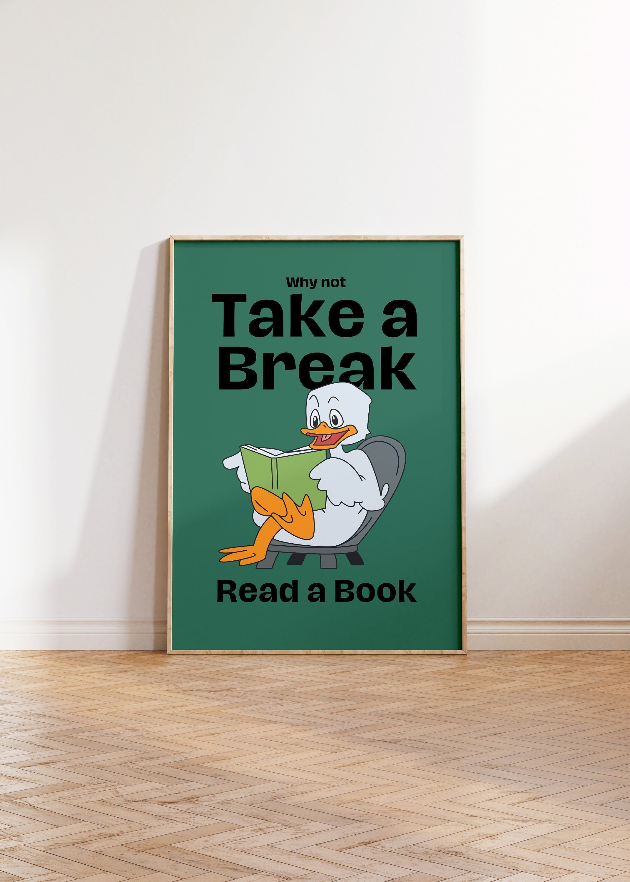 Take a Break Poster, Duck Wall Print, Fun Animal Decor, Downloadable Art, Cute Duck Art, Pop Art, Digital Print, Animal Wall Art, School Art