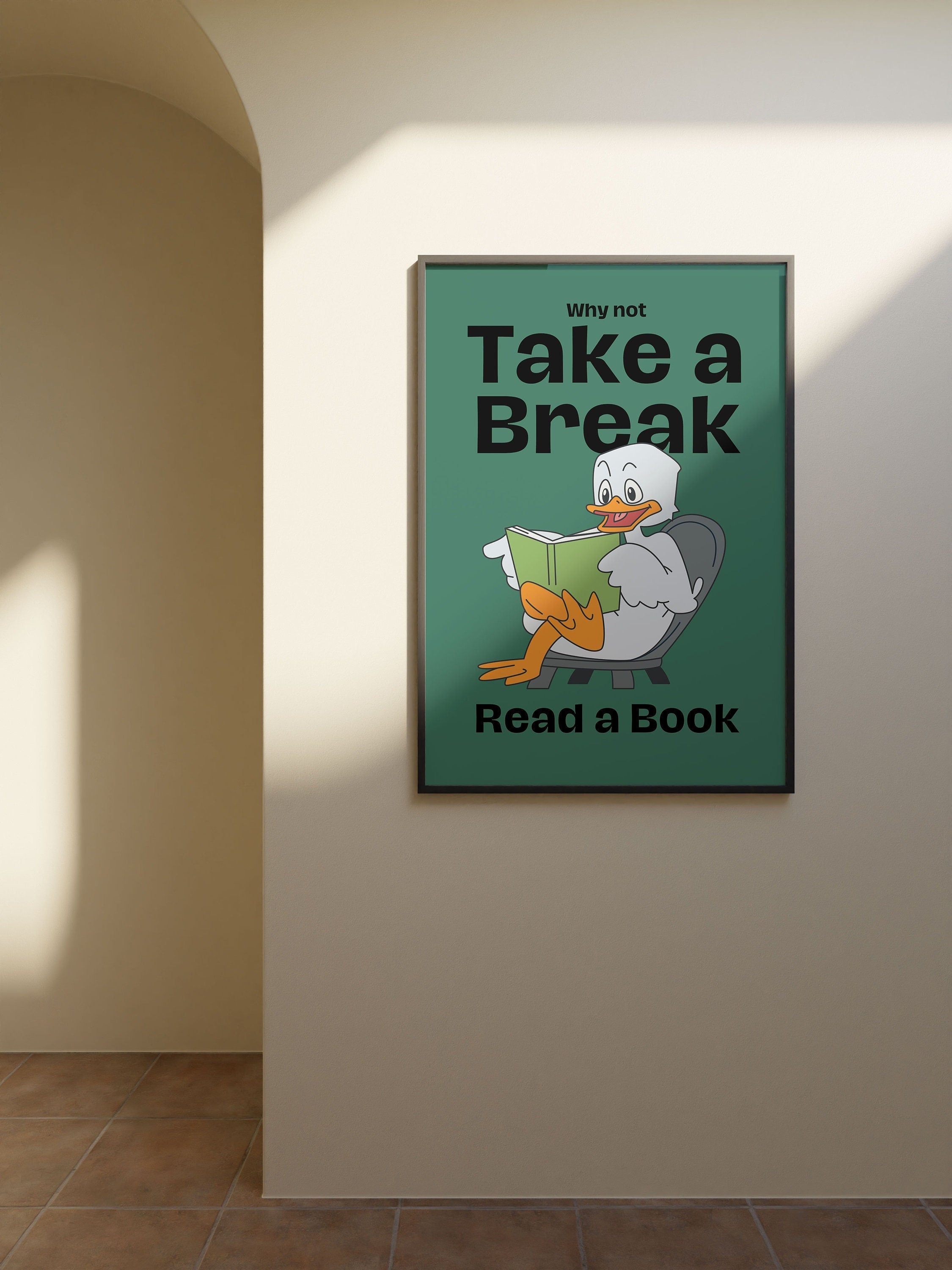 Take a Break Poster, Duck Wall Print, Fun Animal Decor, Downloadable Art, Cute Duck Art, Pop Art, Digital Print, Animal Wall Art, School Art