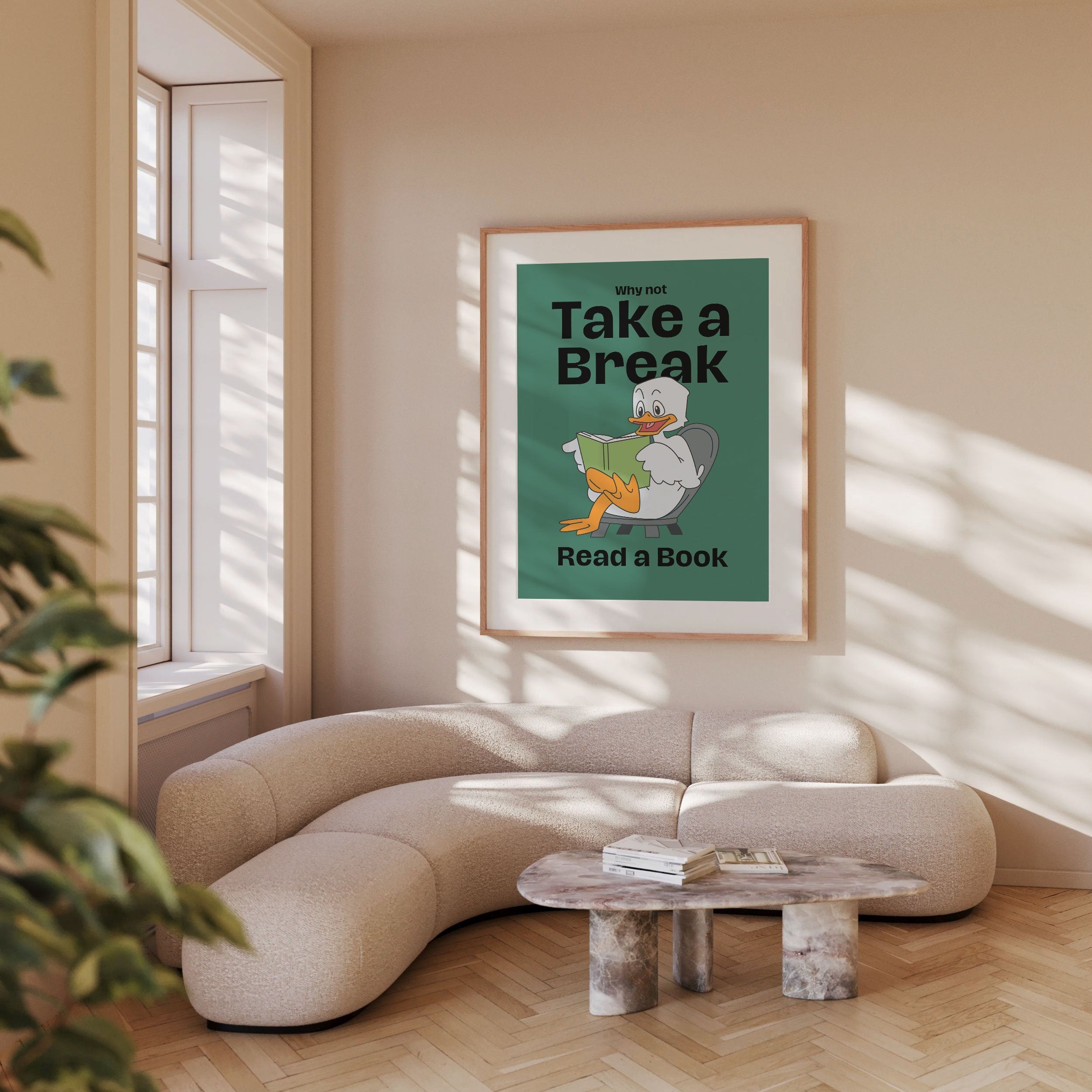 Take a Break Poster, Duck Wall Print, Fun Animal Decor, Downloadable Art, Cute Duck Art, Pop Art, Digital Print, Animal Wall Art, School Art