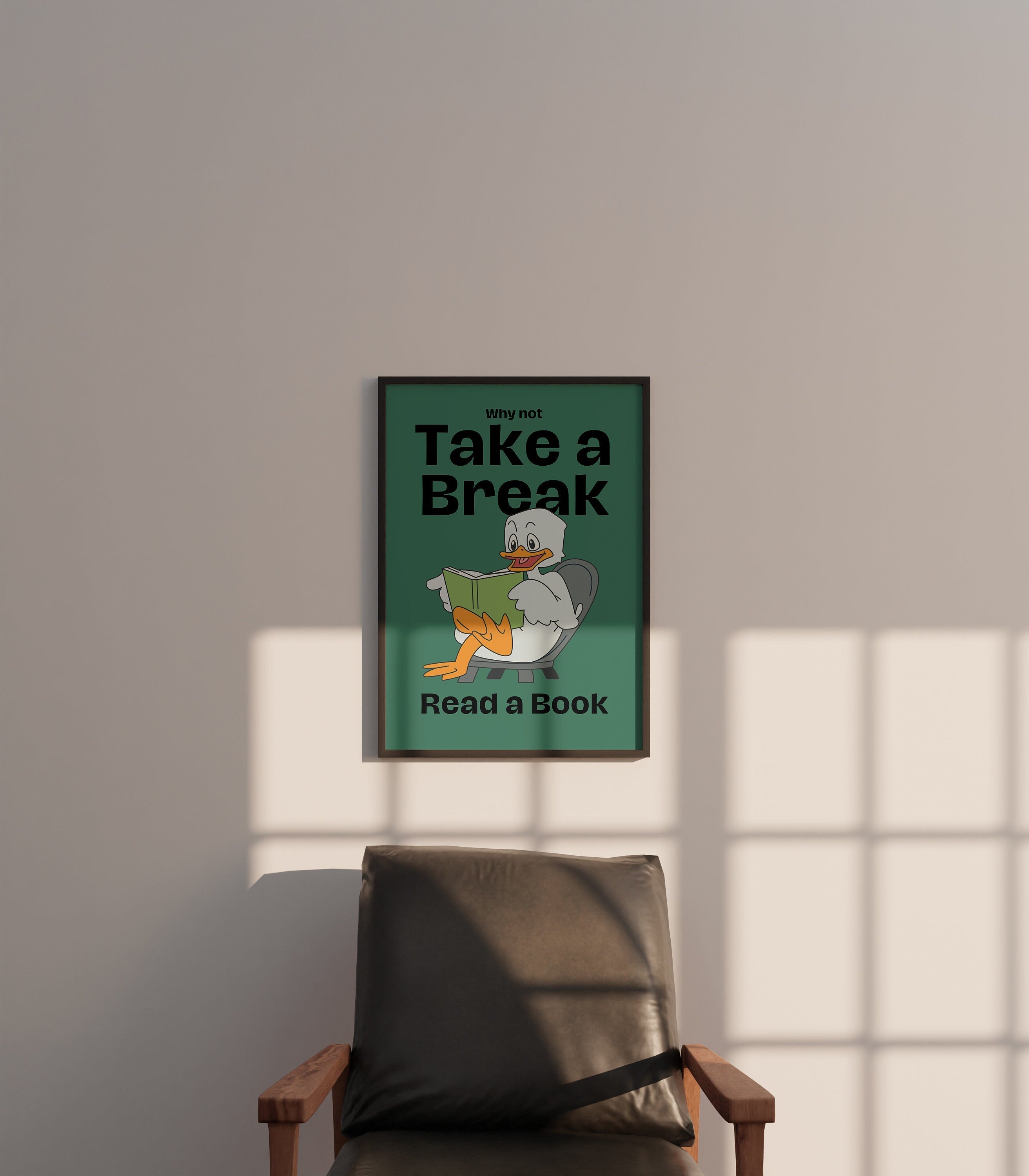 Take a Break Poster, Duck Wall Print, Fun Animal Decor, Downloadable Art, Cute Duck Art, Pop Art, Digital Print, Animal Wall Art, School Art