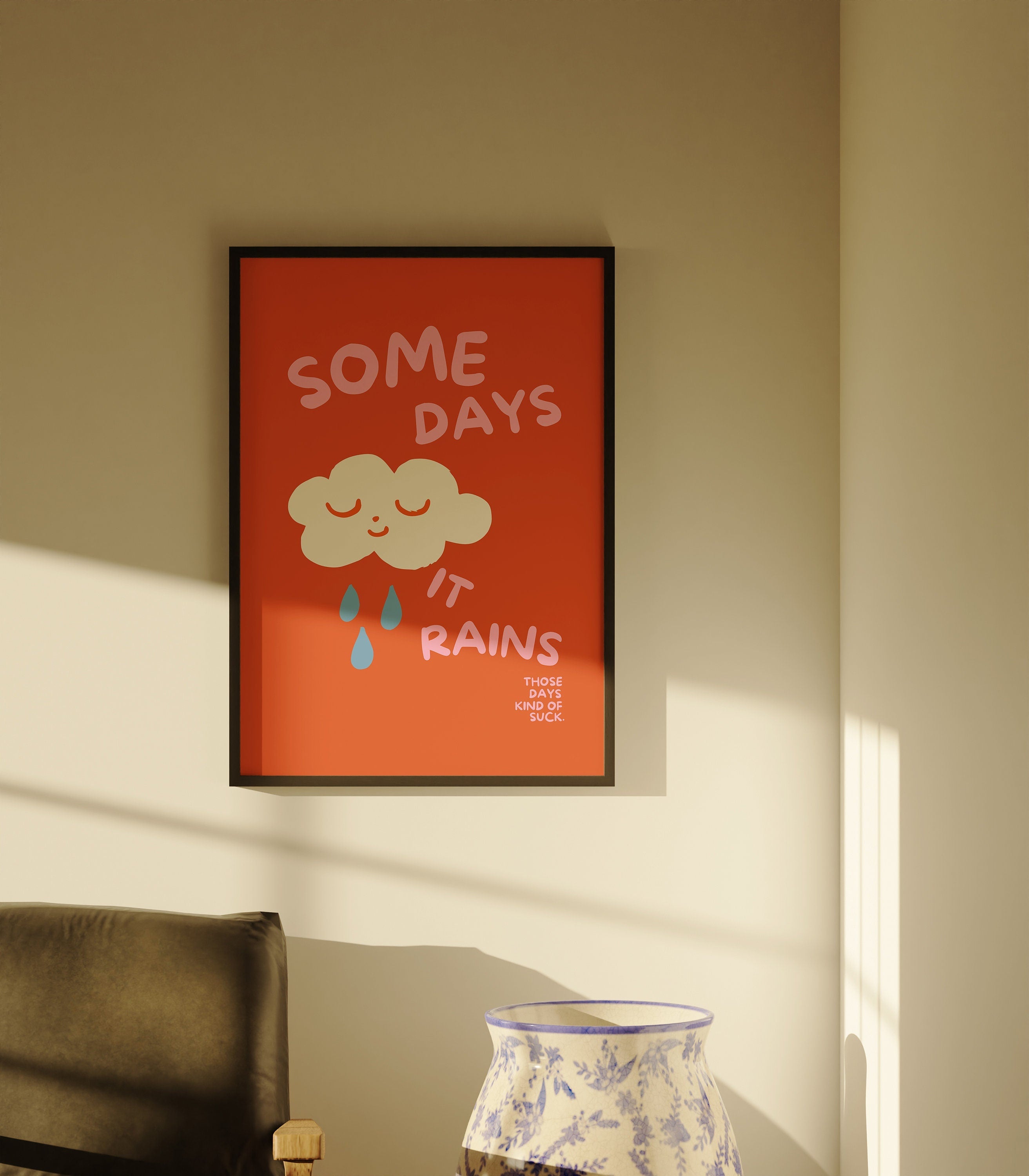 Positivity Art Print, Digital Art Print, Cute Wall Art, Retro Prints, Cartoon Art Print, Trendy Art, Large Red Art, Sassy Wall Art, It Girl