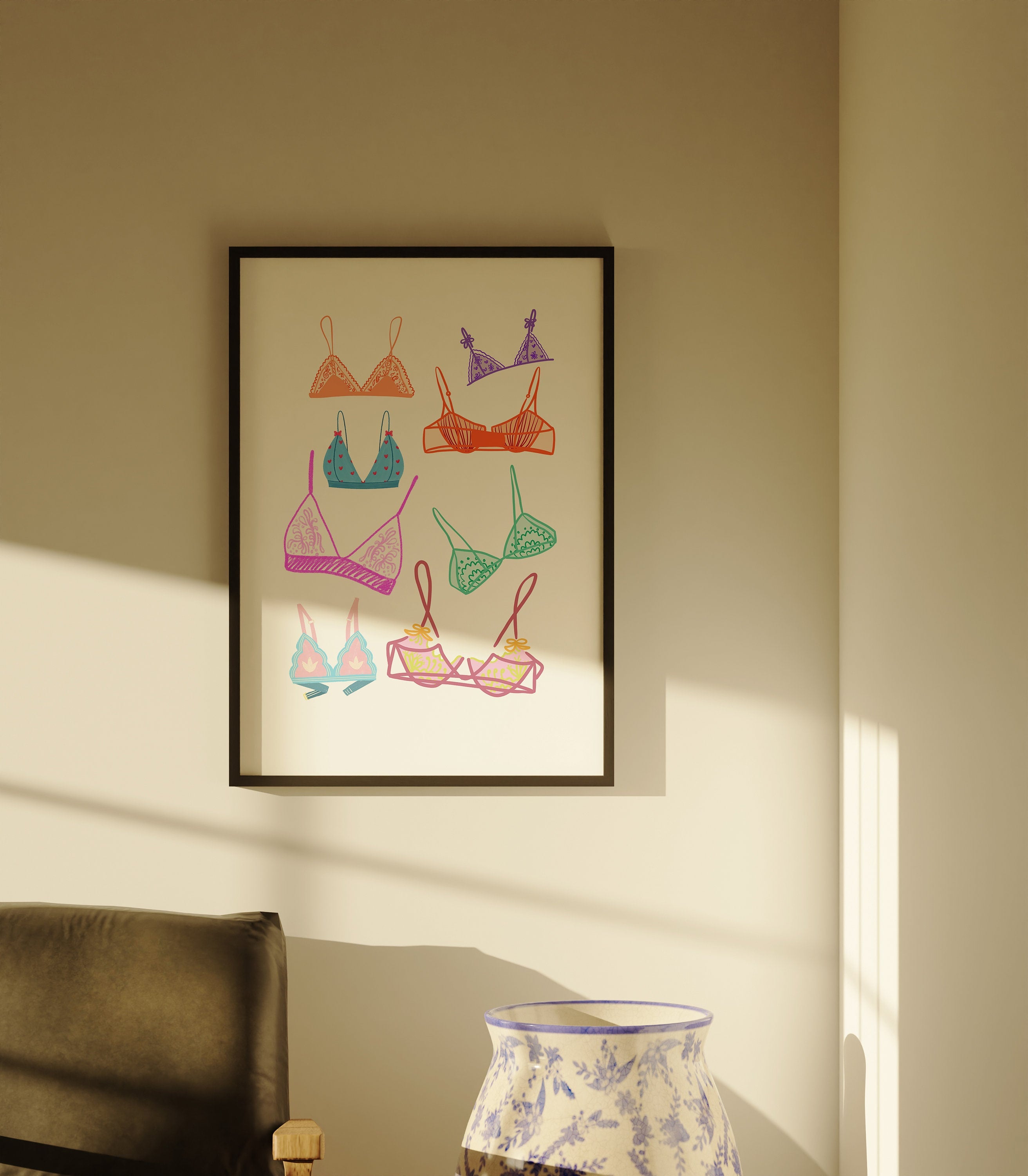 Bra Sketch Art, Digital Prints, Retro Art, Bedroom Art, Doodle Sketch Art, Art Print, Girly Art Print, Girly Poster, Cute Bra Art, Bra Print