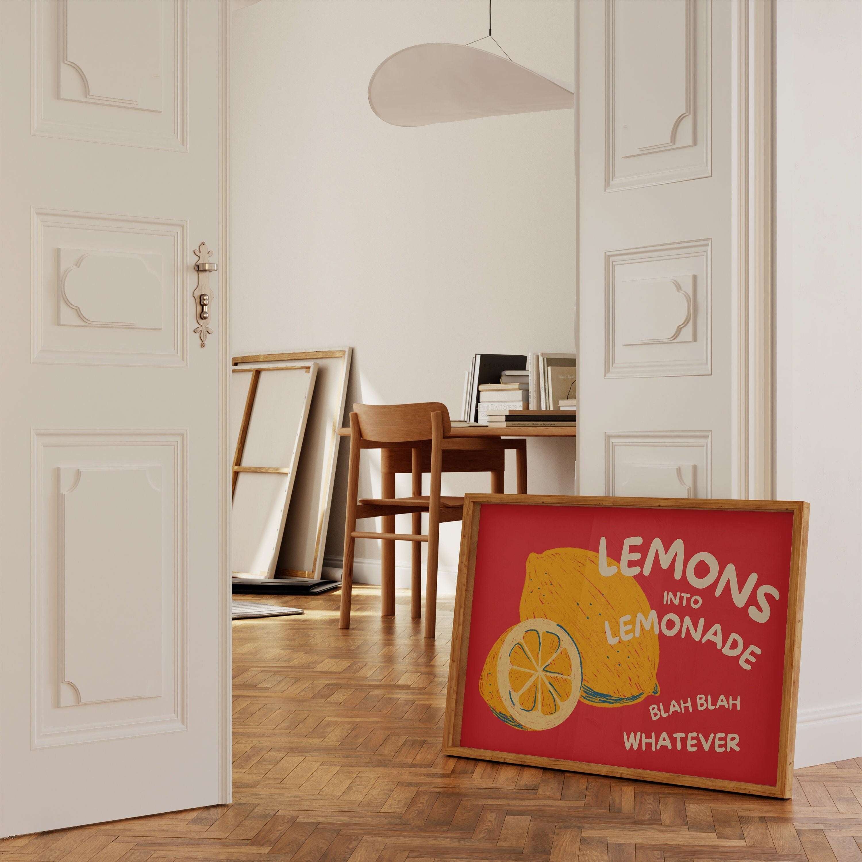 Lemons Print, Vintage Food Print, Lemonade Art, Retro Food Art, Red Kitchen Art, Trendy Food Print, Modern Food Poster, Kitchen Art