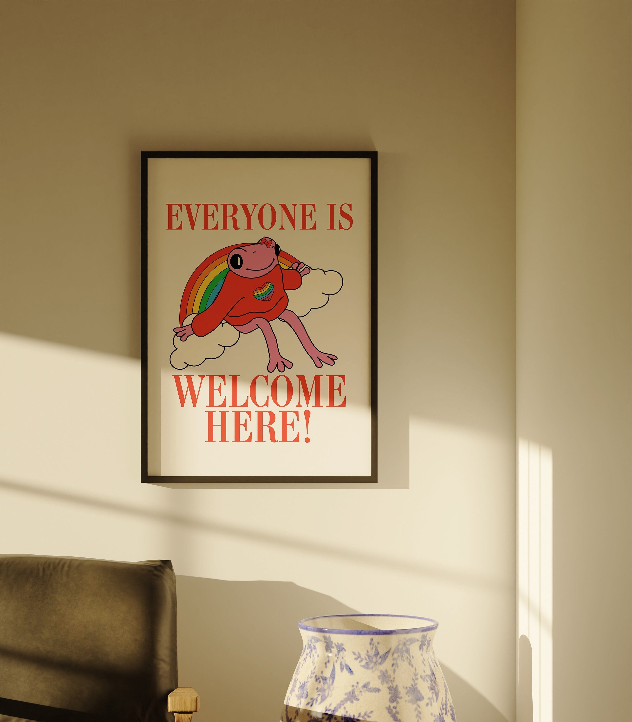 Everyone Is Welcome Here Frog Digital Art Print