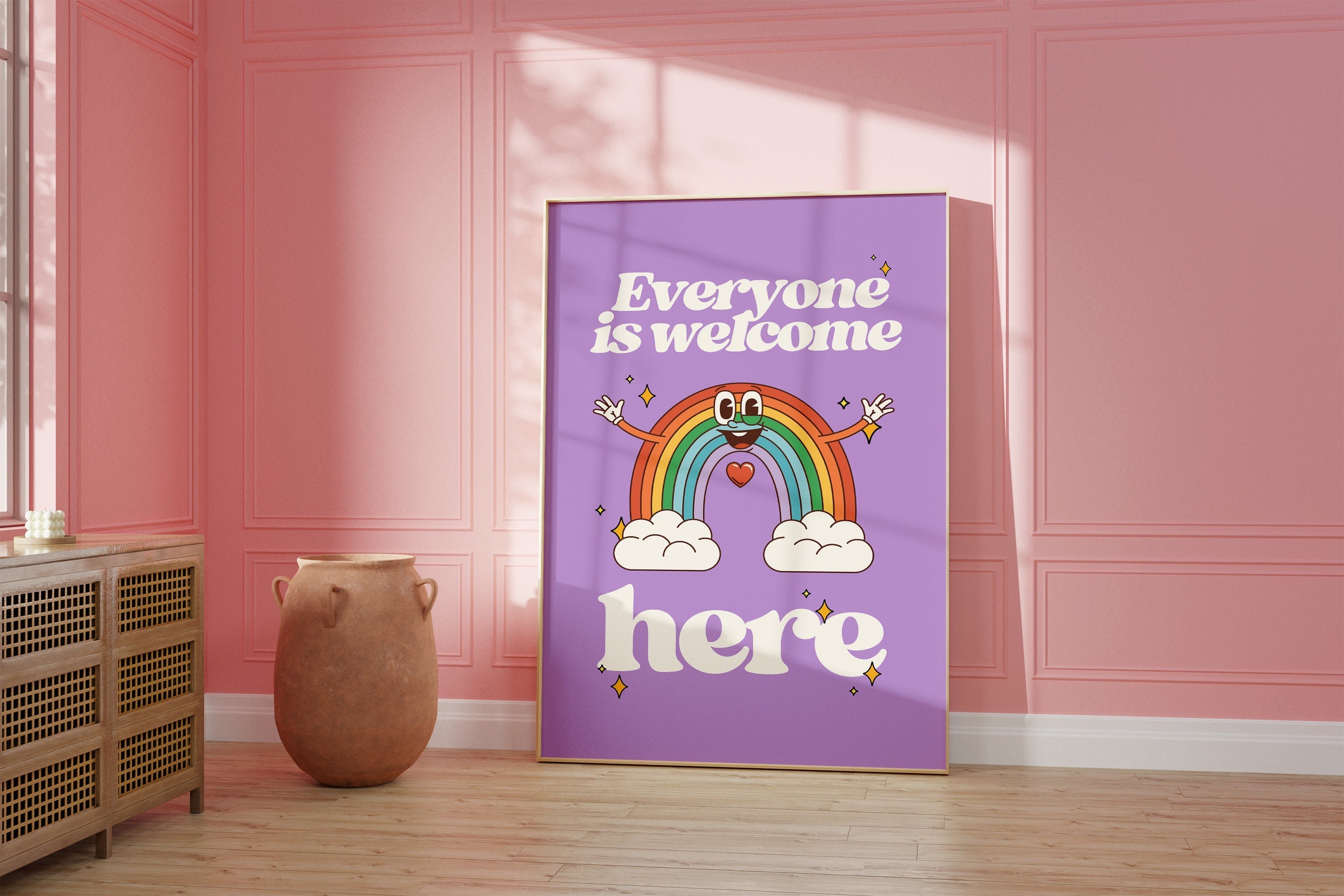 Everyone Is Welcome Here Rainbow Digital Art Print