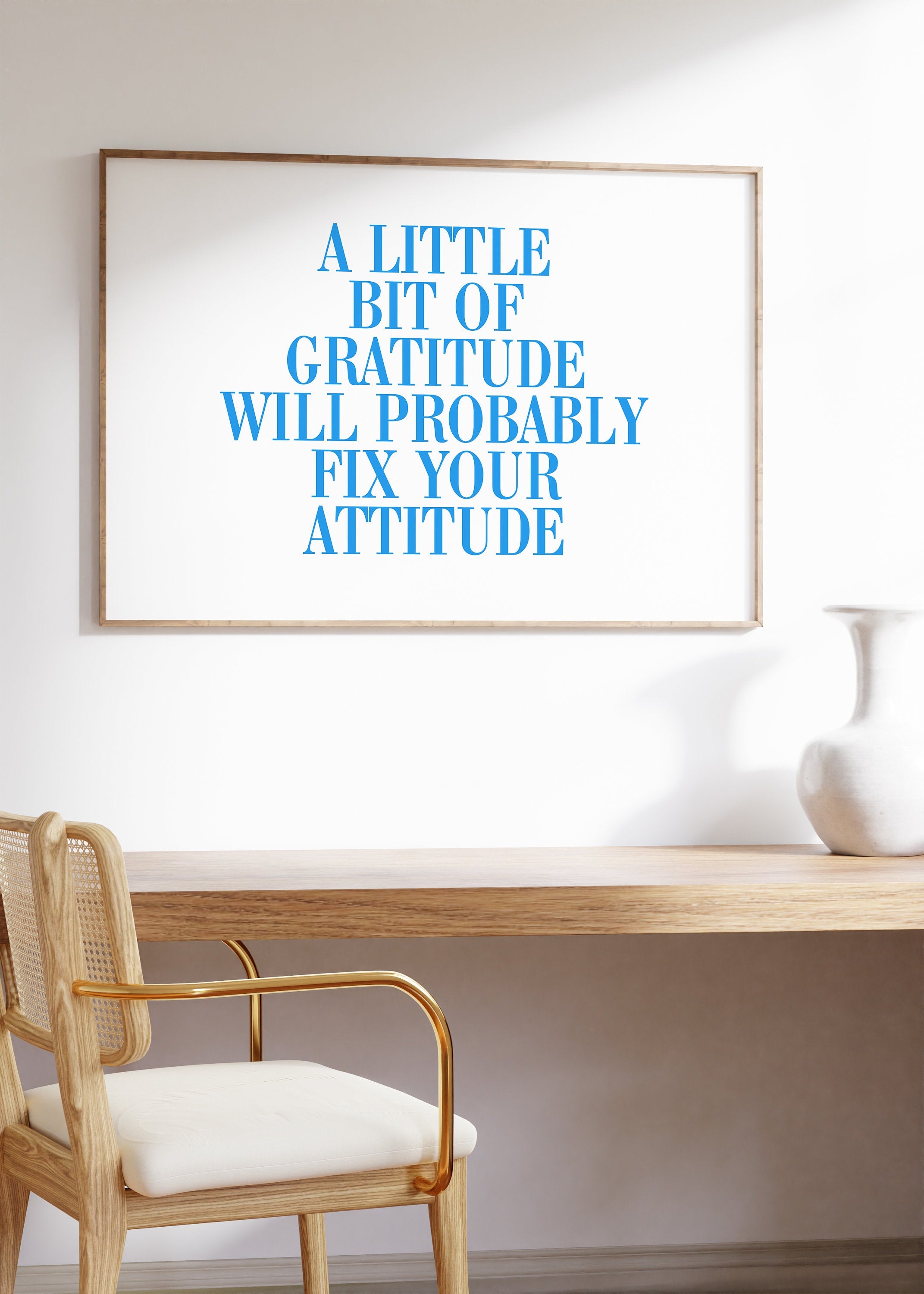 Quote Wall Posters, Gratitude Wall Art, Empowerment Art, Retro Decor, Quote Art, Large Blue Wall Art, Kids Room Poster, Gratitude Prints