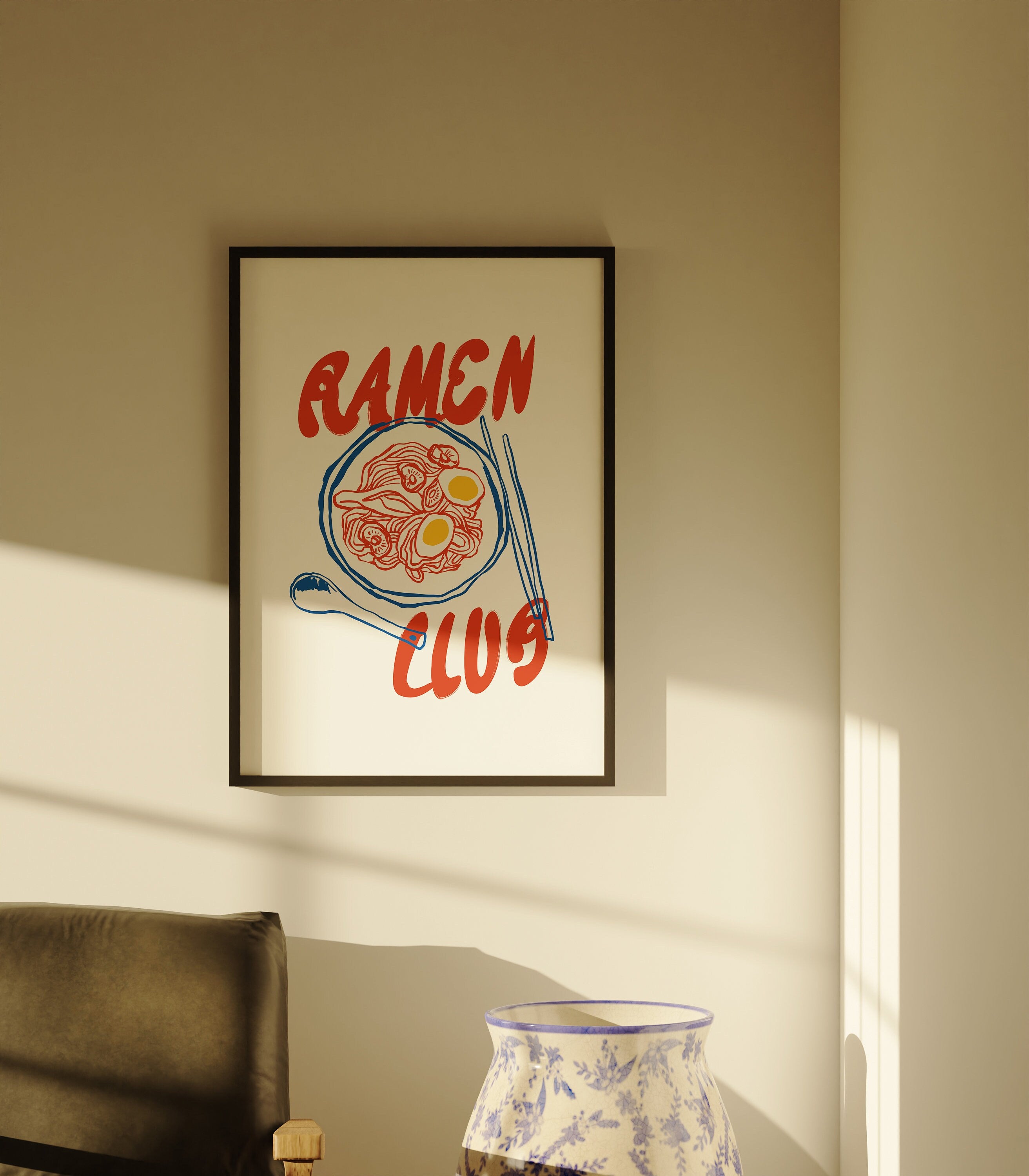 Noodles Wall Print, GS Print Shoppe, Fun Ramen Decor, Ramen Club Art, Noods Art, Food Art Print, Digital Food Poster, Digital Download