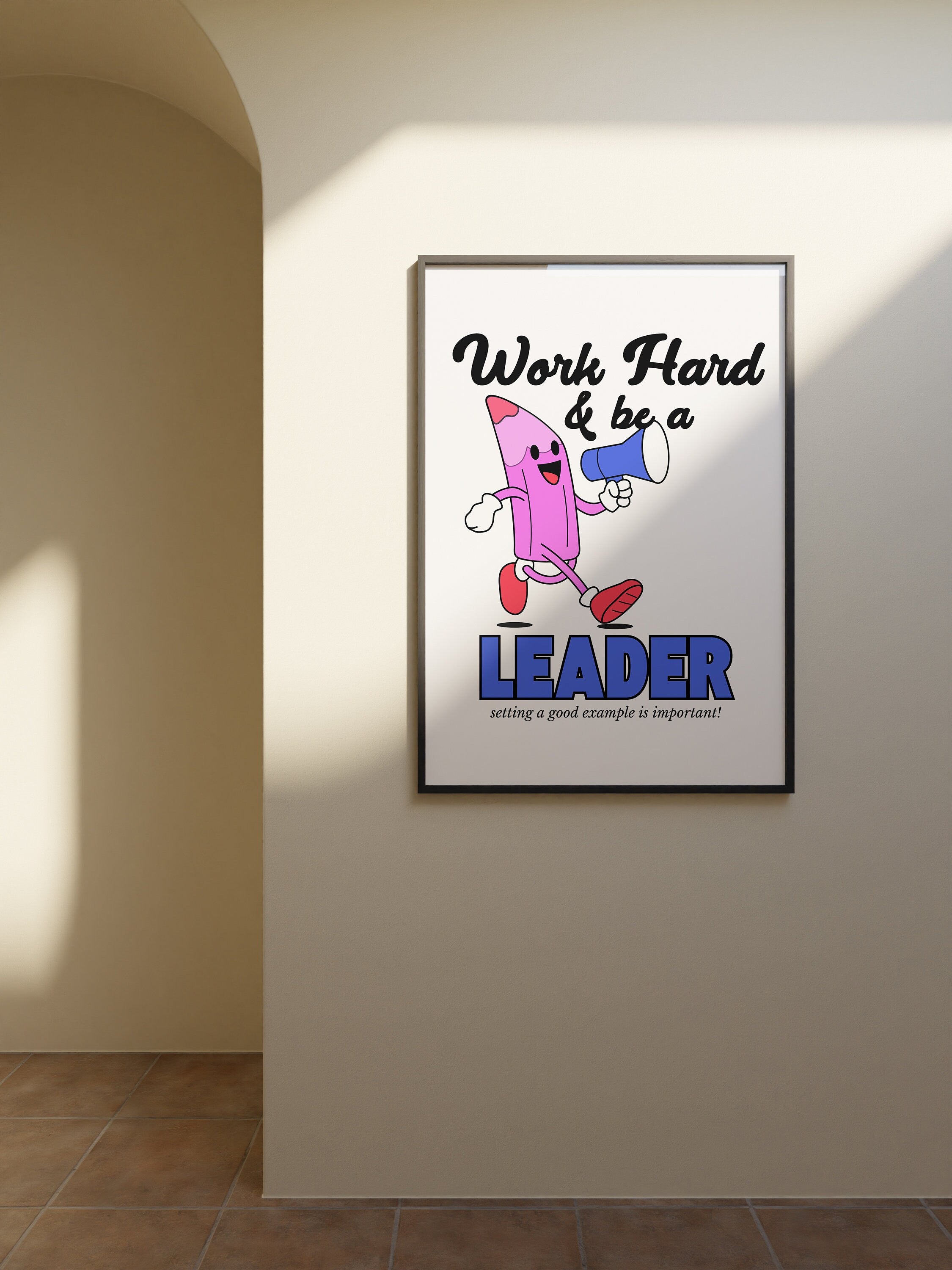 Classroom Art, Kids Room Art, Downloadable Print, Cartoon Art, Be a Leader Print, Trendy Posters, Vintage Mascot Art, Cute Positive Poster