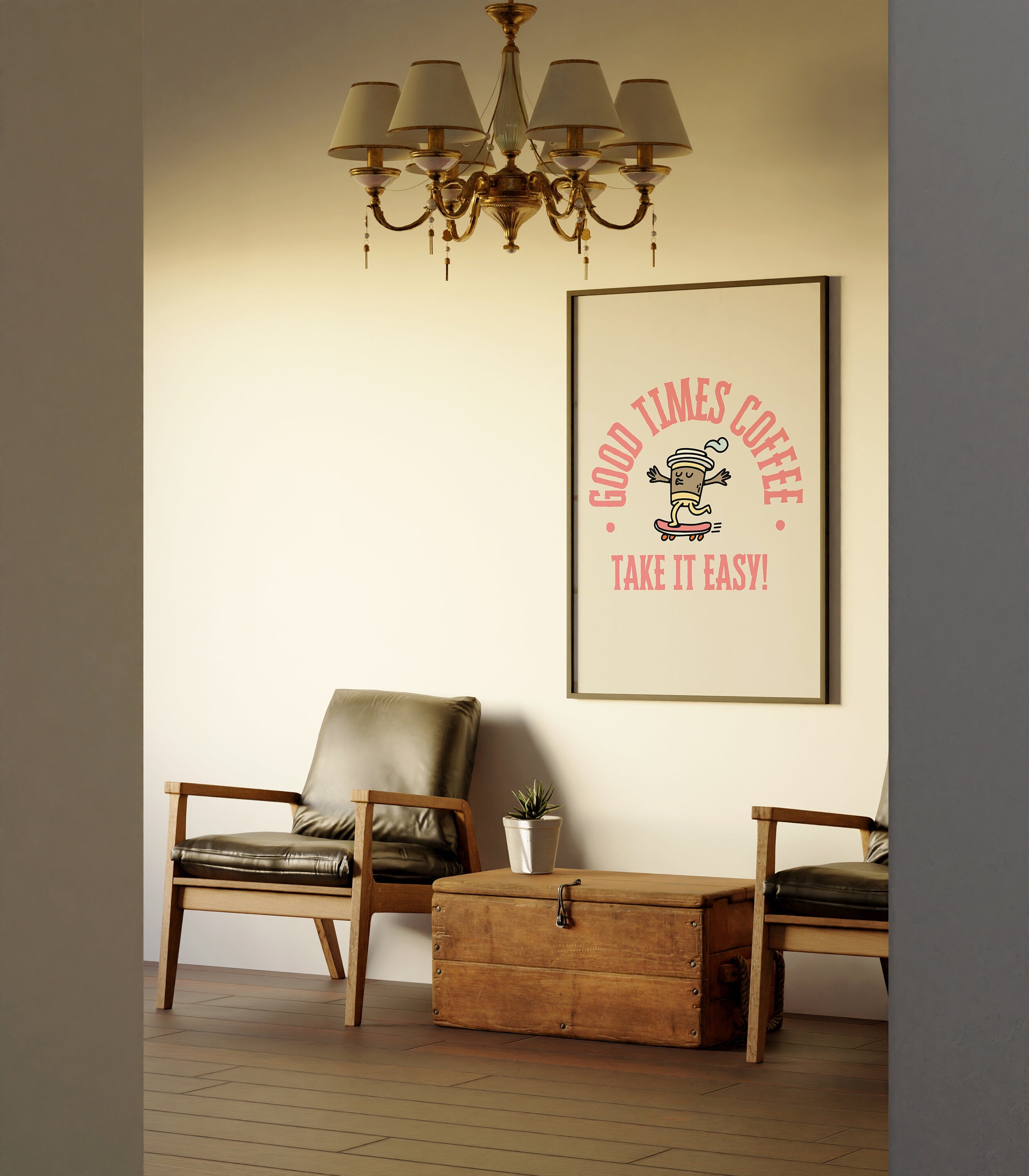 Good things happen after coffee-Digital Prints-Retro Art Quote-Office A-Kitchen Art-Coffee Art Print-Coffee Cartoon Print-Retro Wall Art