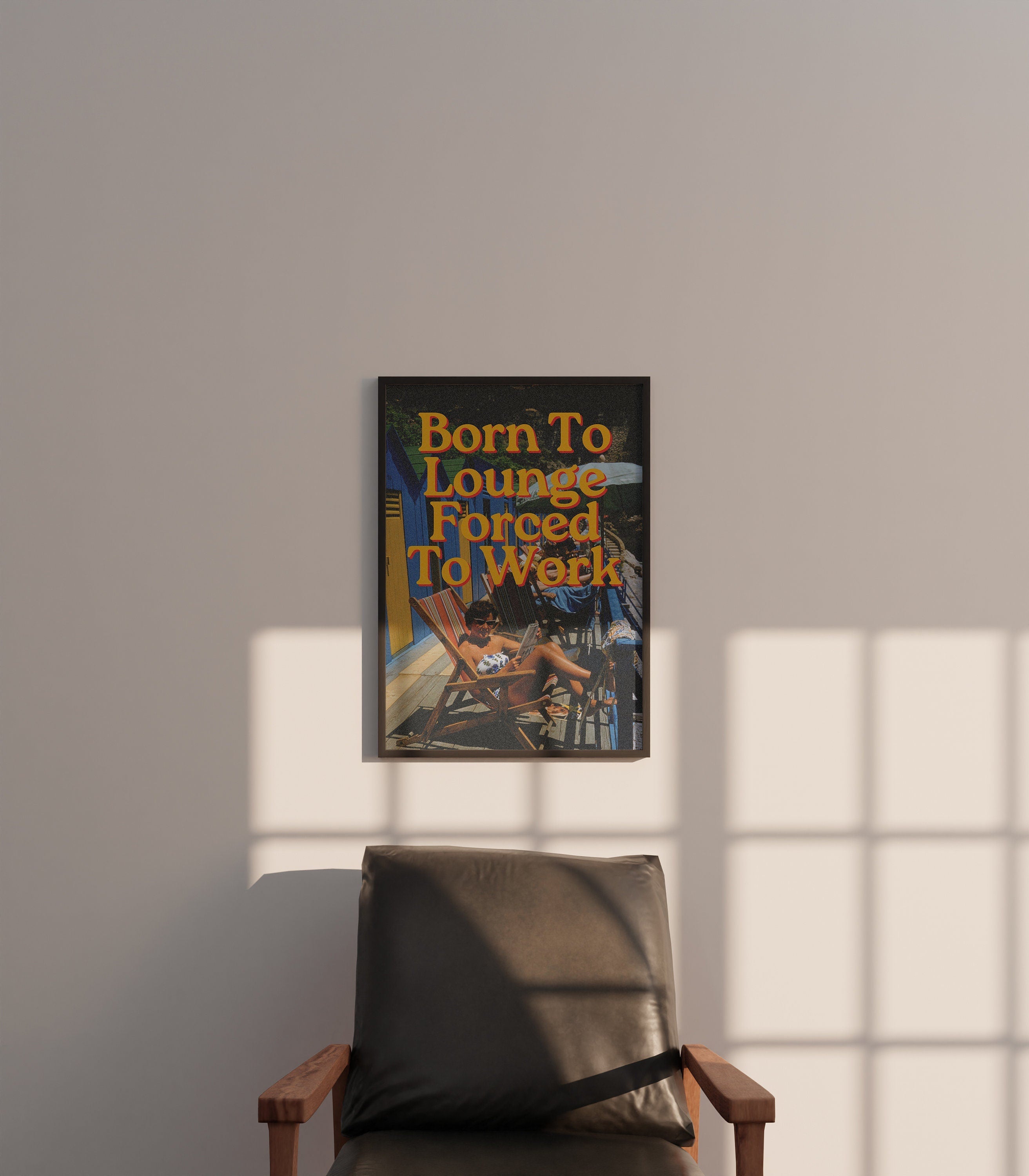 Born to Lounge forced to work, Retro Italy Art Print, Girly Art Decor, Apartment Decor, Bar Cart Print, Summer Art Print
