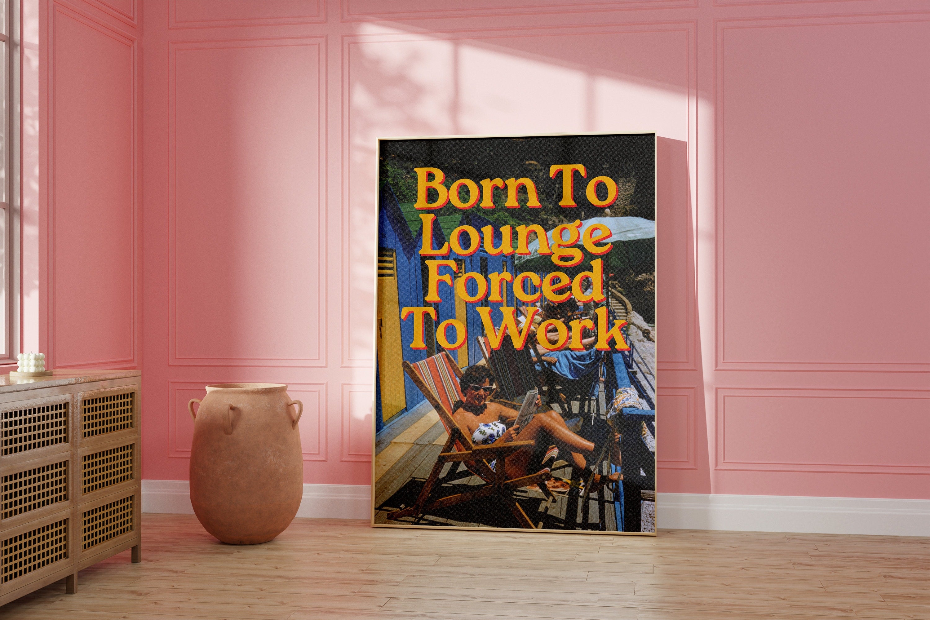 Born to Lounge, Retro Photo Art Print, Preppy Art, Bar Car Decor, Trend Poster, Girl Apartment, Bar Cart Decor, Bedroom Art