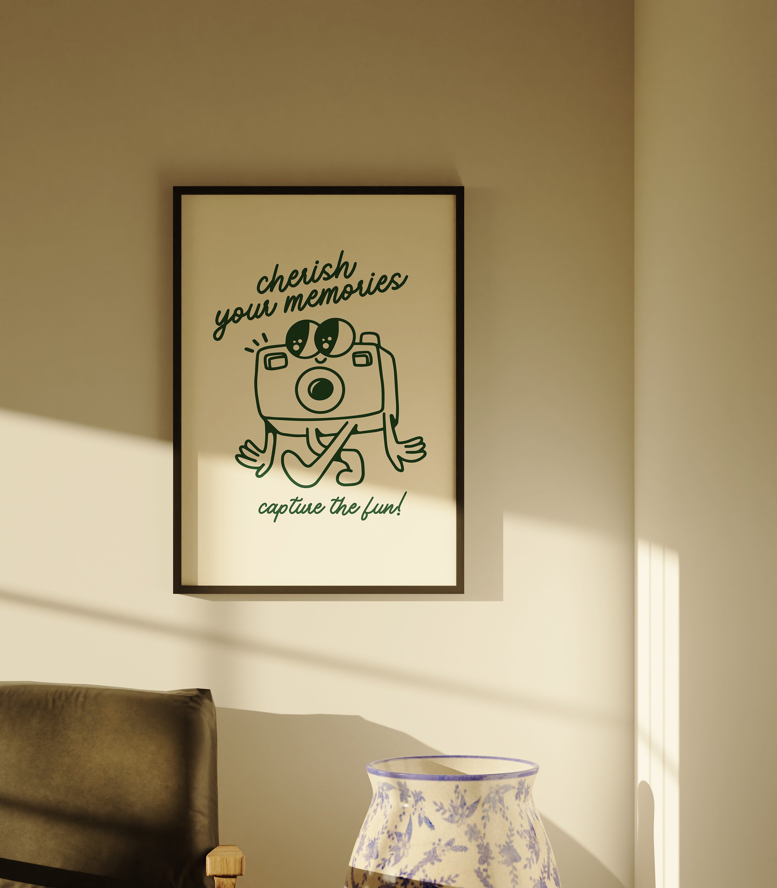 Classroom Art, Kids Room Art, Downloadable Print, Camera Cartoon, Memories Print, Trendy Posters, Vintage Mascot Art, Cute Positive Poster