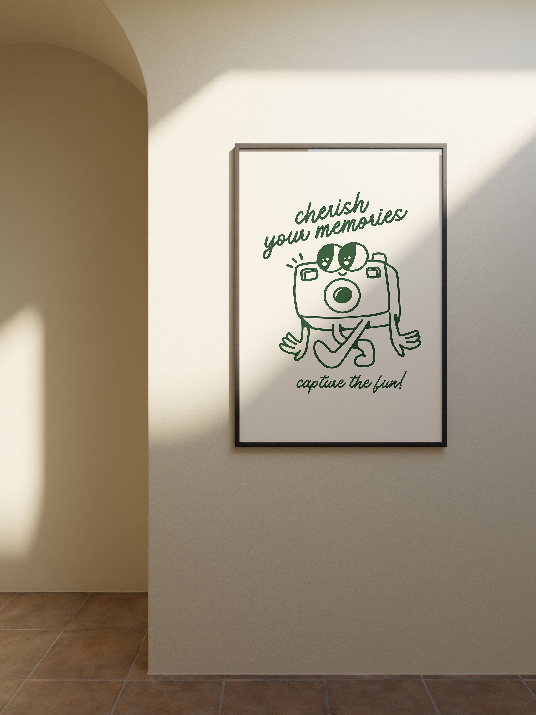 Classroom Art, Kids Room Art, Downloadable Print, Camera Cartoon, Memories Print, Trendy Posters, Vintage Mascot Art, Cute Positive Poster