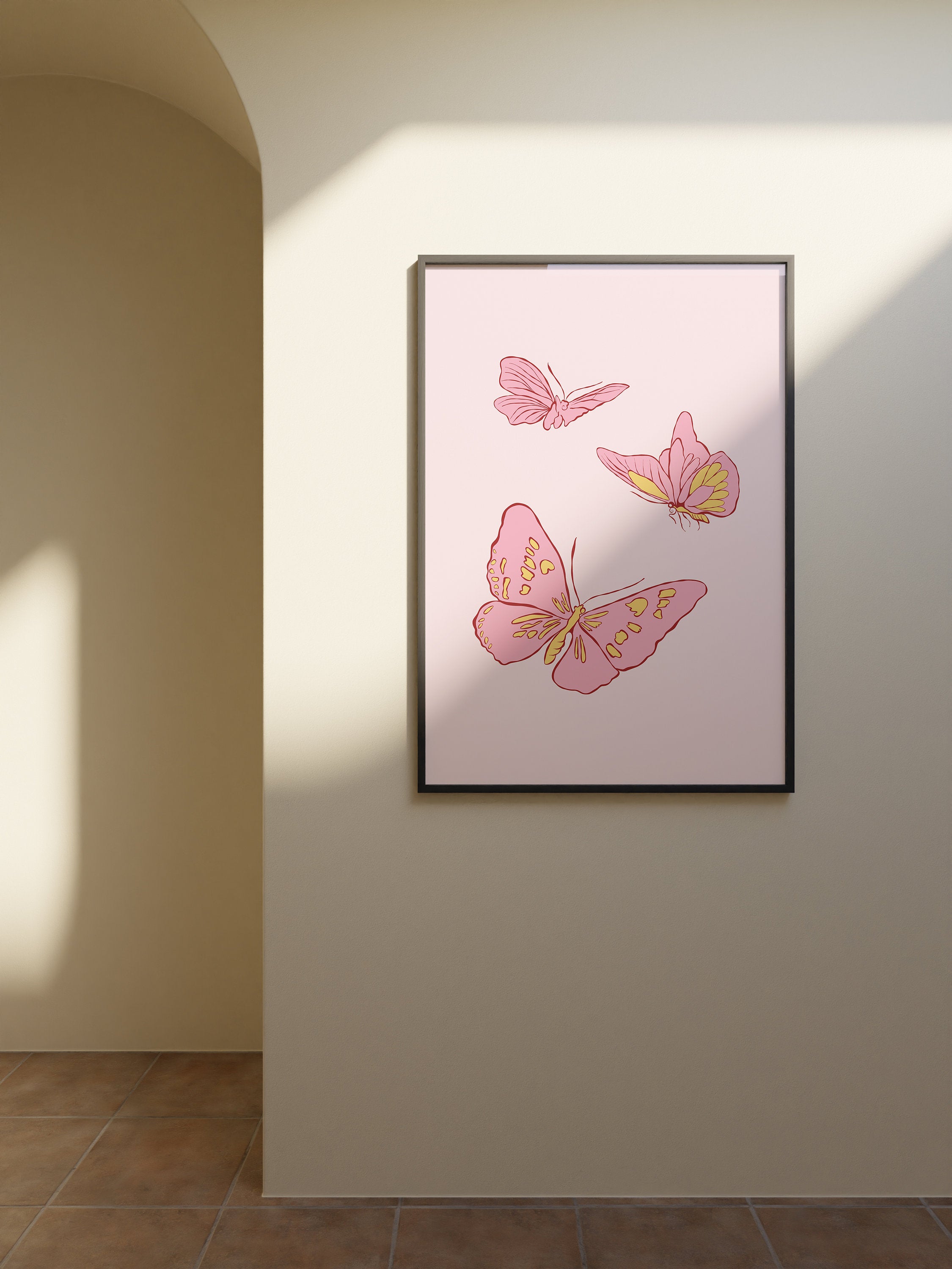 Butterfly Art, Animal Prints, Trendy Animal Prints, Pink Butterfly Art, Girly Trendy Art Print, Girls Room Art Print, Minimal Butterfly Art