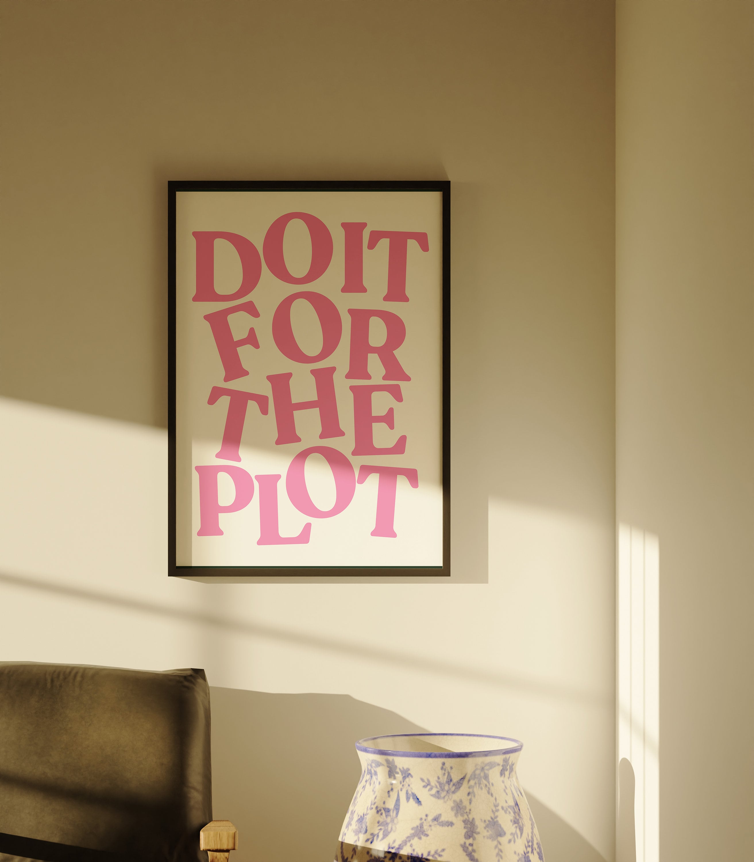 Do It For The Plot Print, Digital Download, Trendy Wall Art, Bar Cart Poster, Preppy Pink Aesthetic, Girly Wall Art, Maximalist Pink Decor