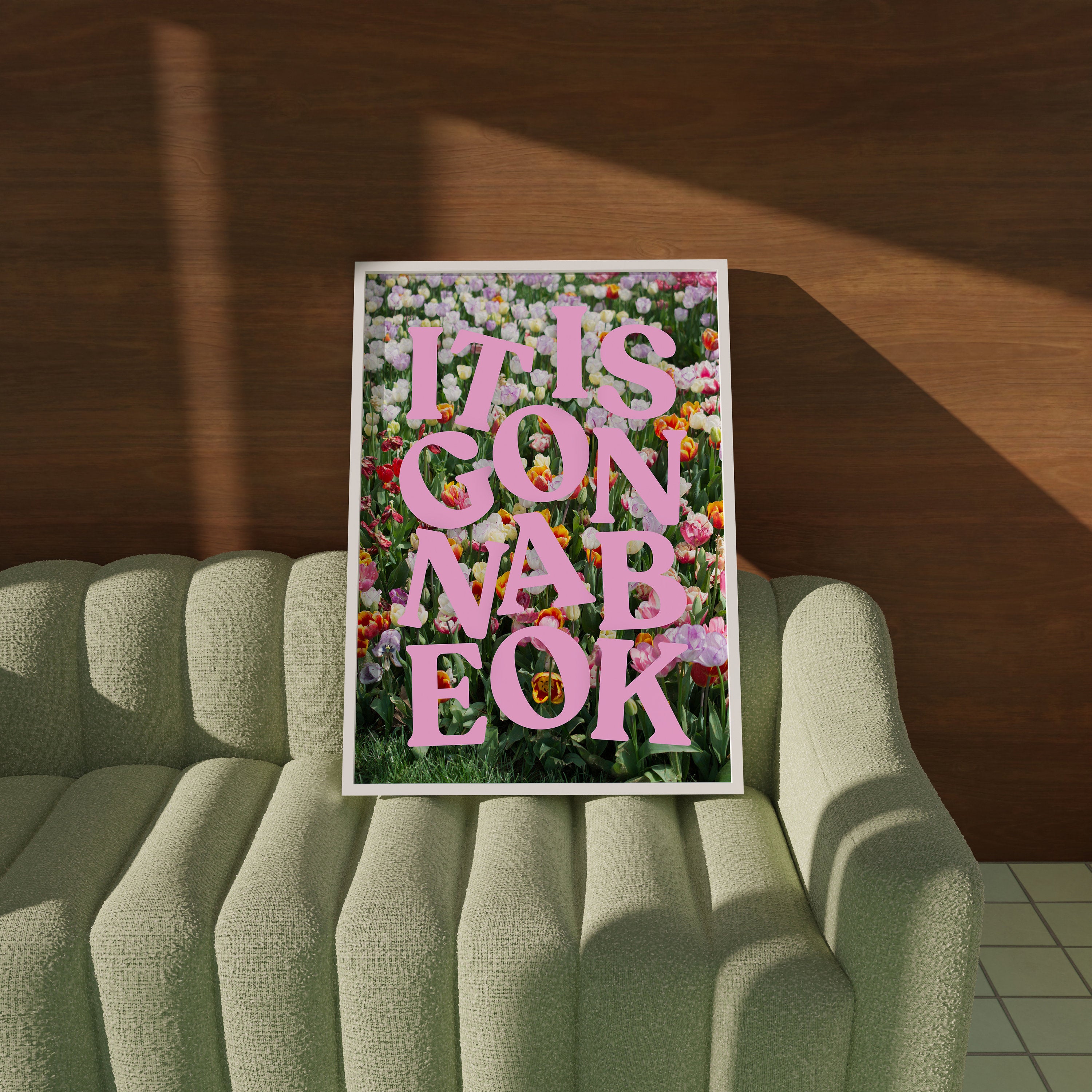 It's Gonna Be Okay, Digital Download, Trendy Wall Art, Floral Art Poster, Preppy Pink Aesthetic, Girly Wall Art, Maximalist Pink Decor