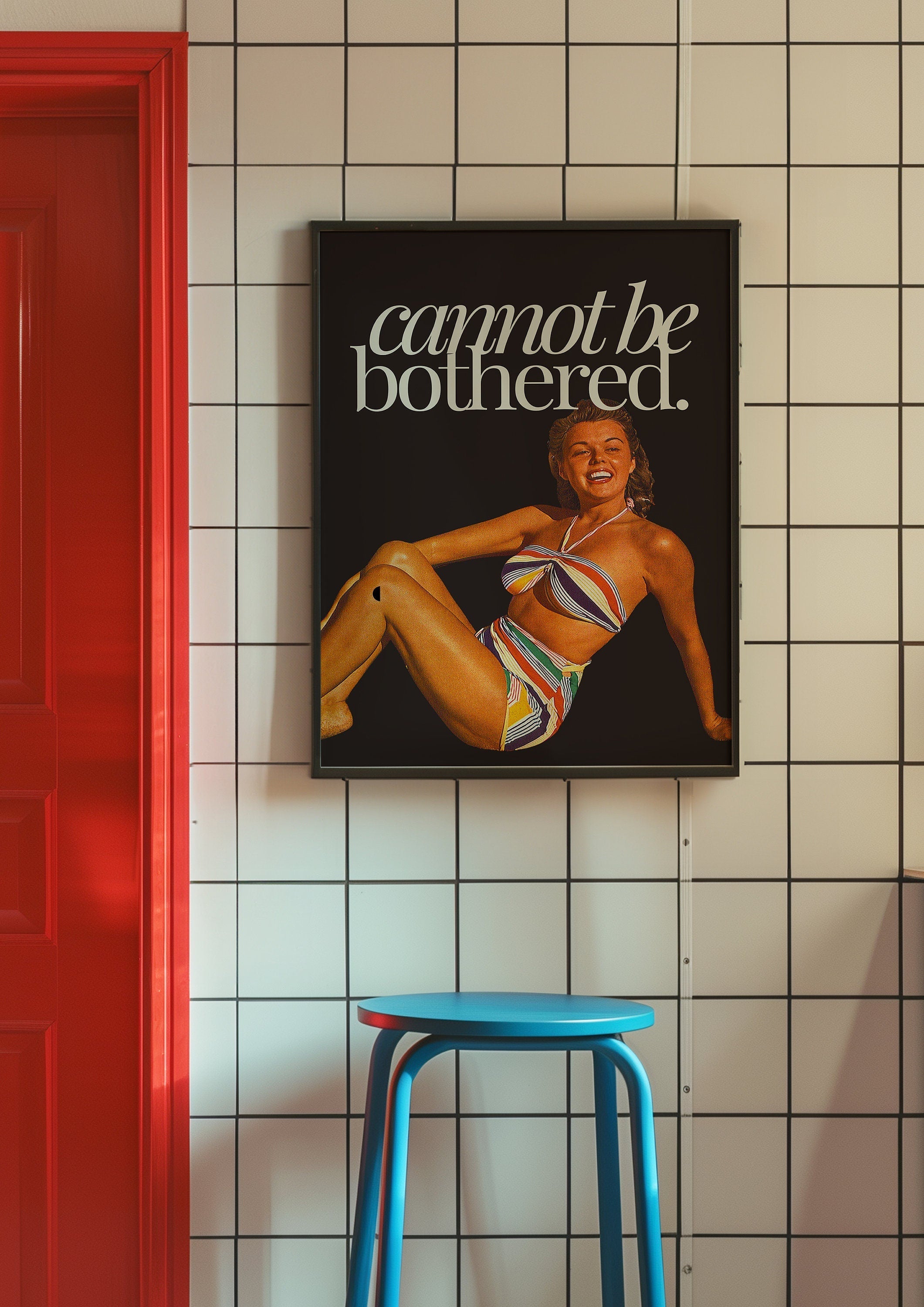 Can&#39;t Be Bothered, Retro Trendy Art, Apartment Art, Feminist Art, Living Room Decor, Aesthetic Print, Pulp Art Print, Retro Funny Art