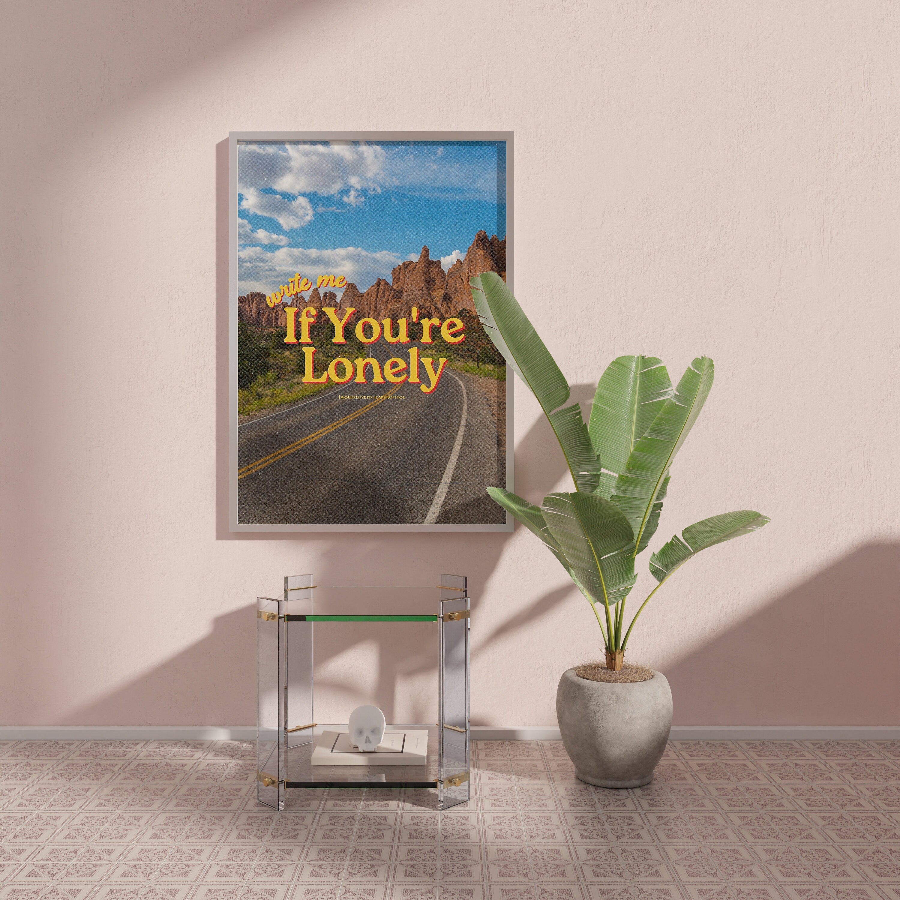 Write Me If You're Lonely Blue Digital Art Print
