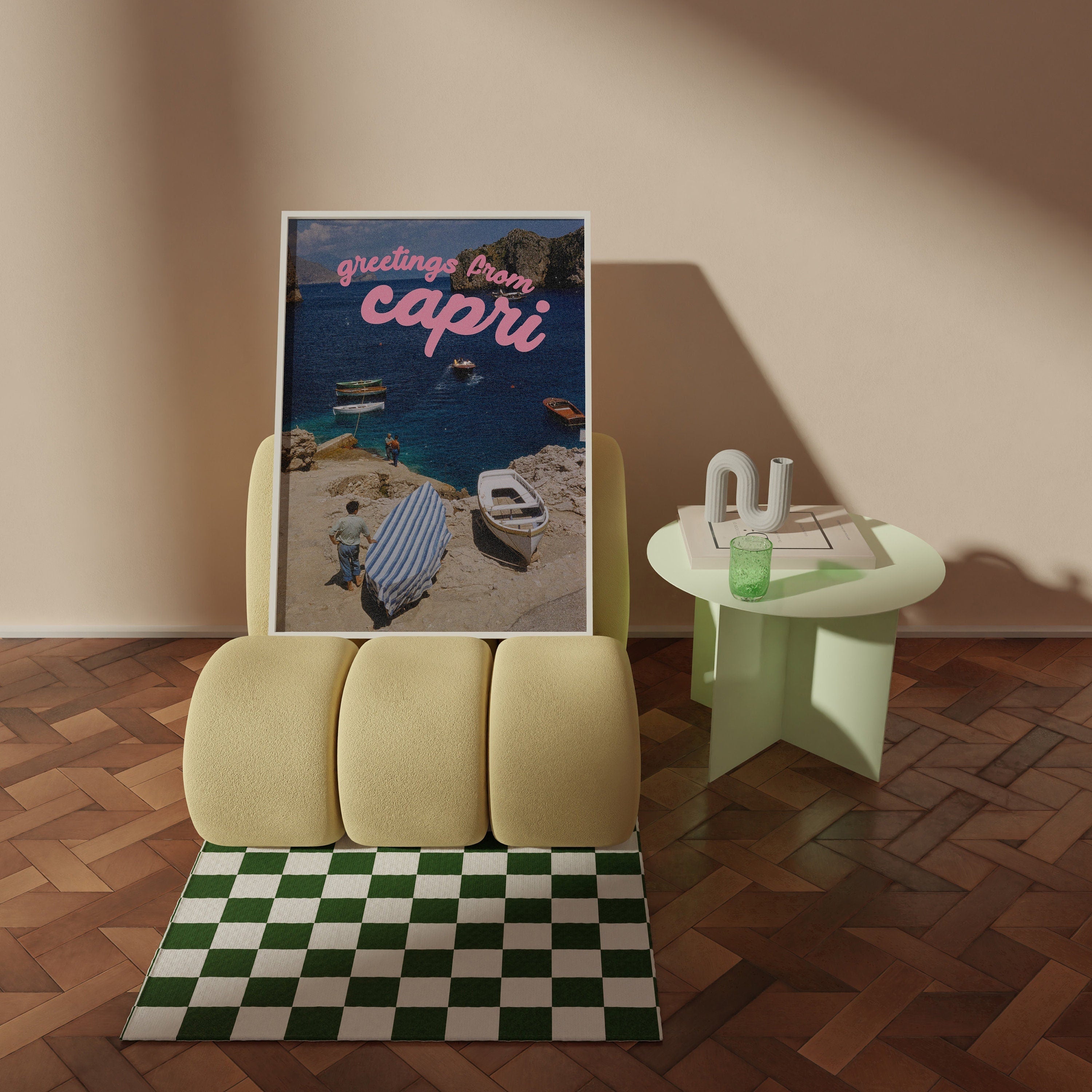 Beach Art Print-Digital Art Prints-Capri Wall Art-Retro Photograph Prints-Retro Photo Art Print-Preppy Art-Bar Car Decor-Bar Accessories