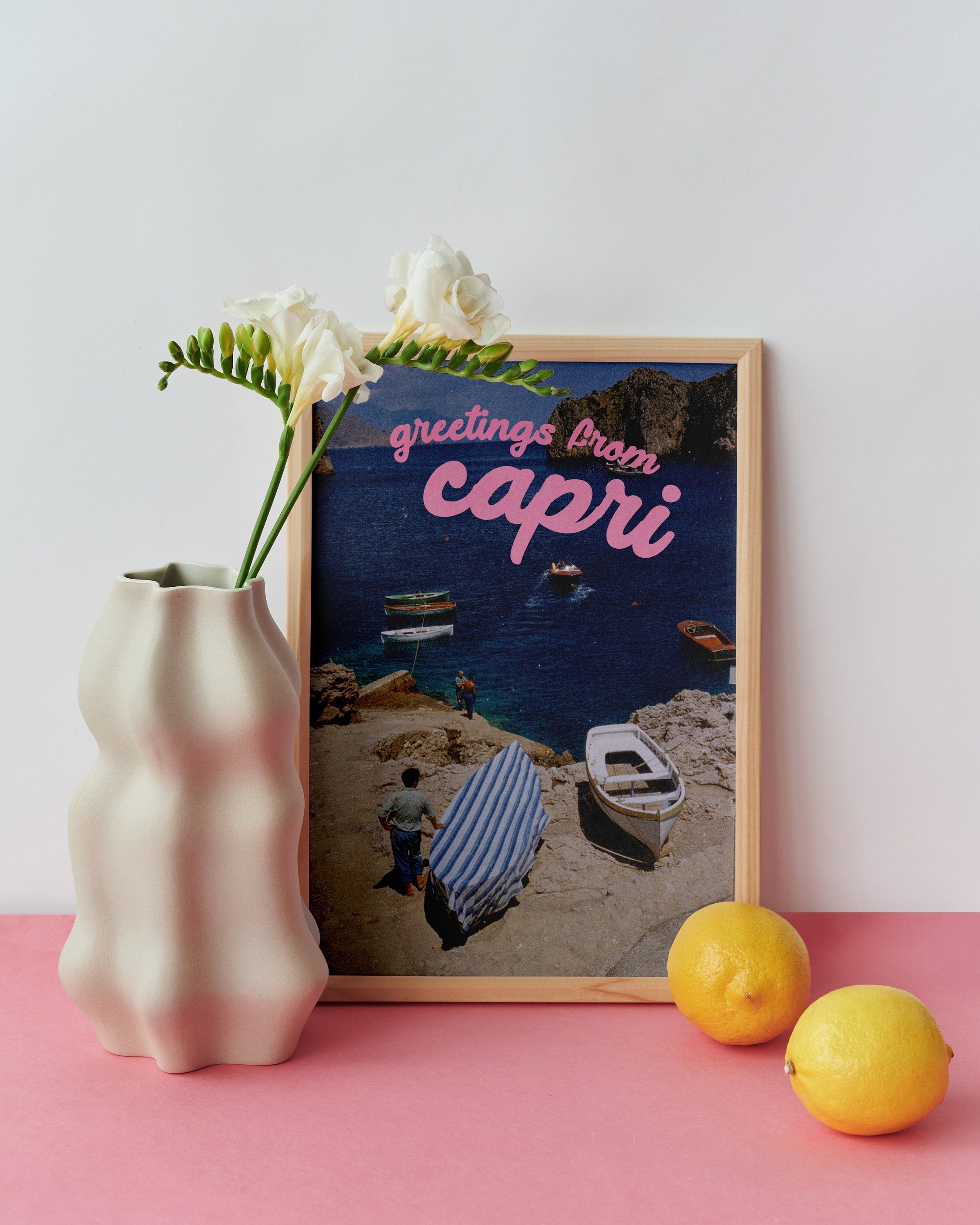 Greetings from Capri Retro Photograph Digital Art Print