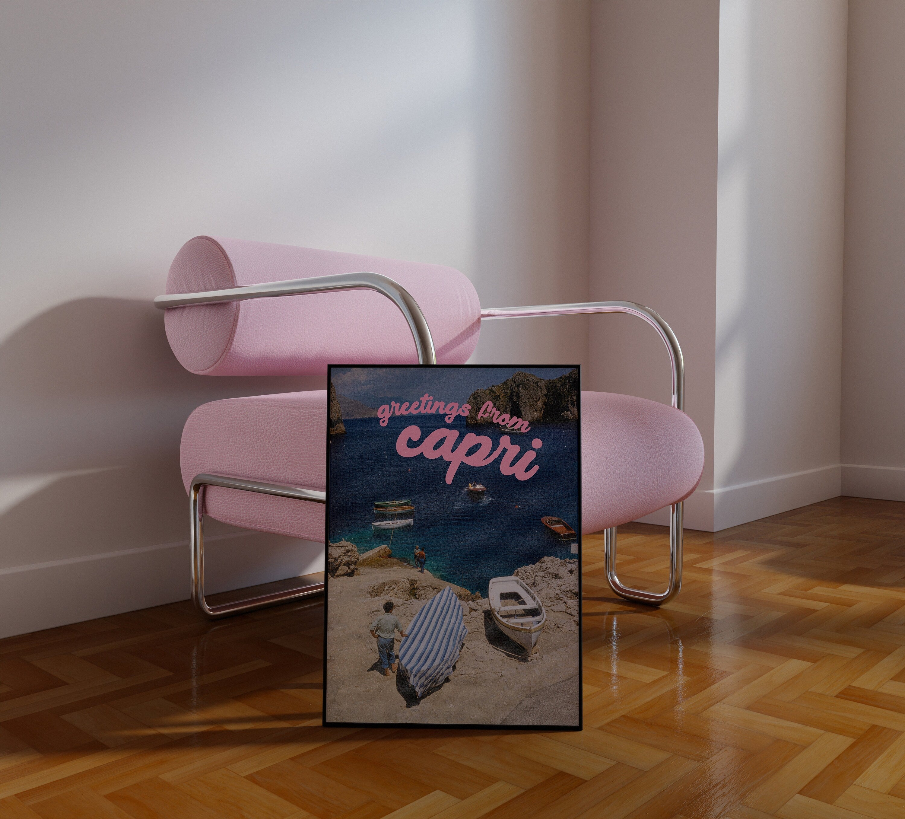 Greetings from Capri Retro Photograph Digital Art Print
