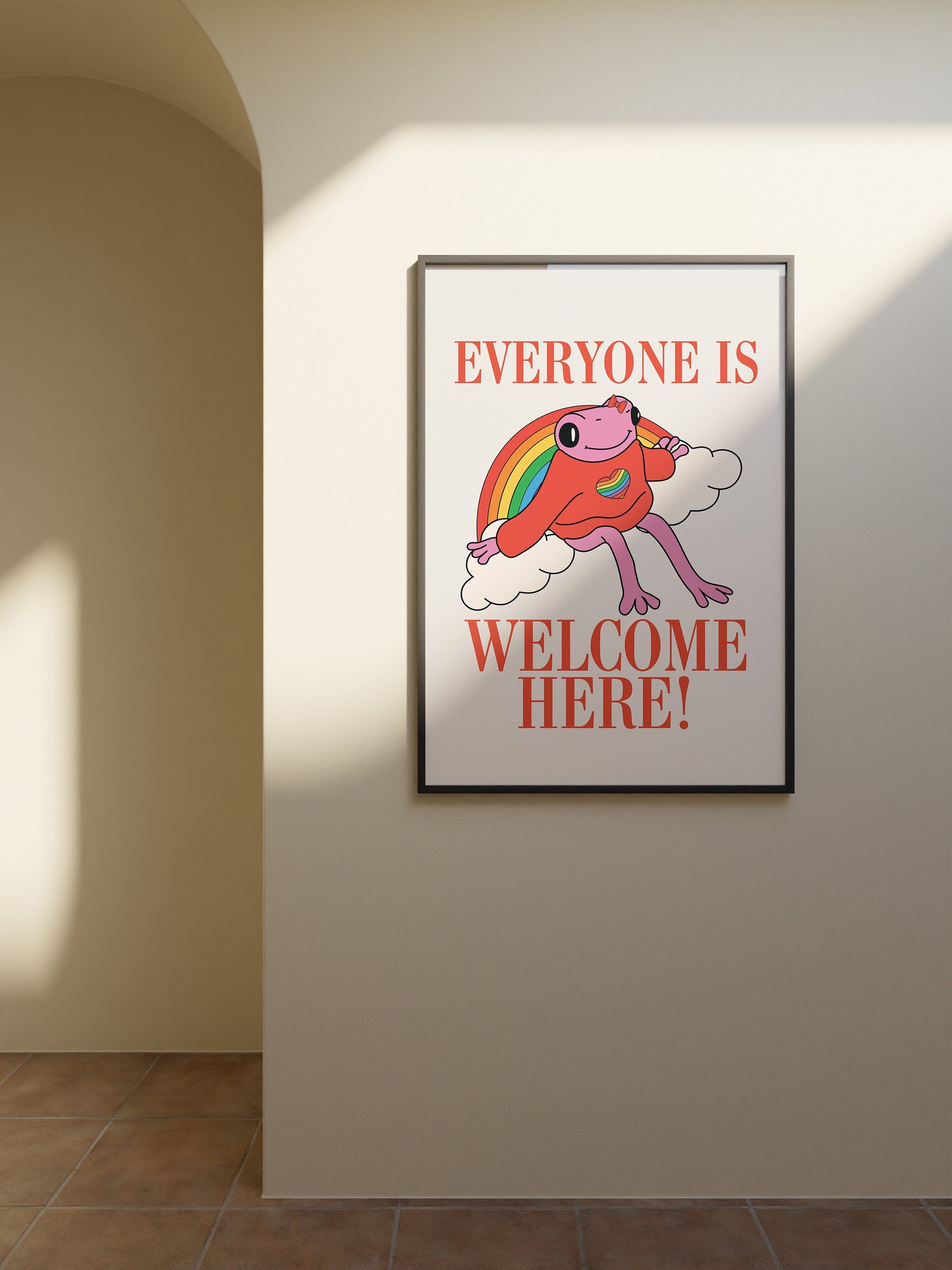 Everyone Is Welcome Here Frog Digital Art Print