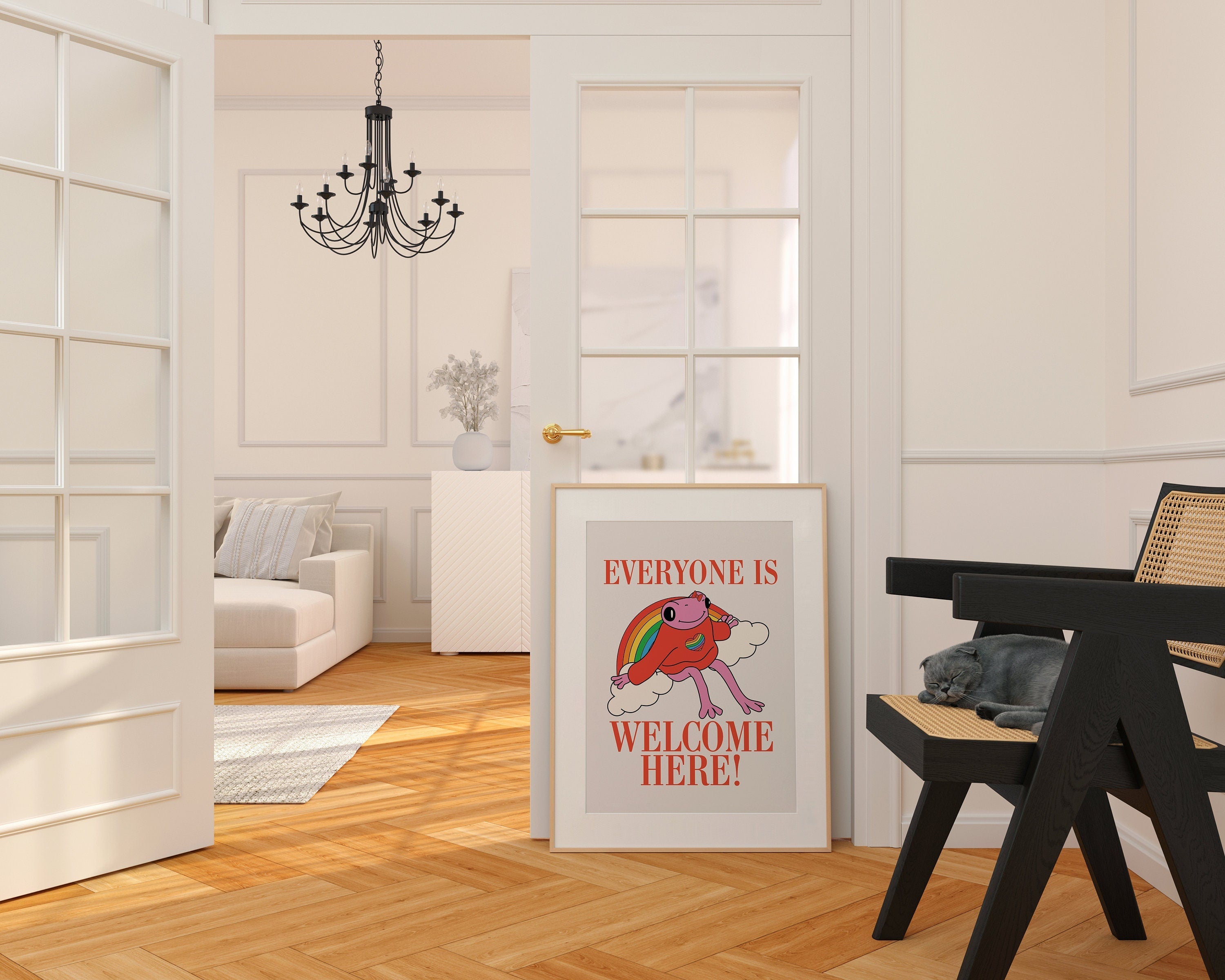 Everyone Is Welcome Here Frog Digital Art Print