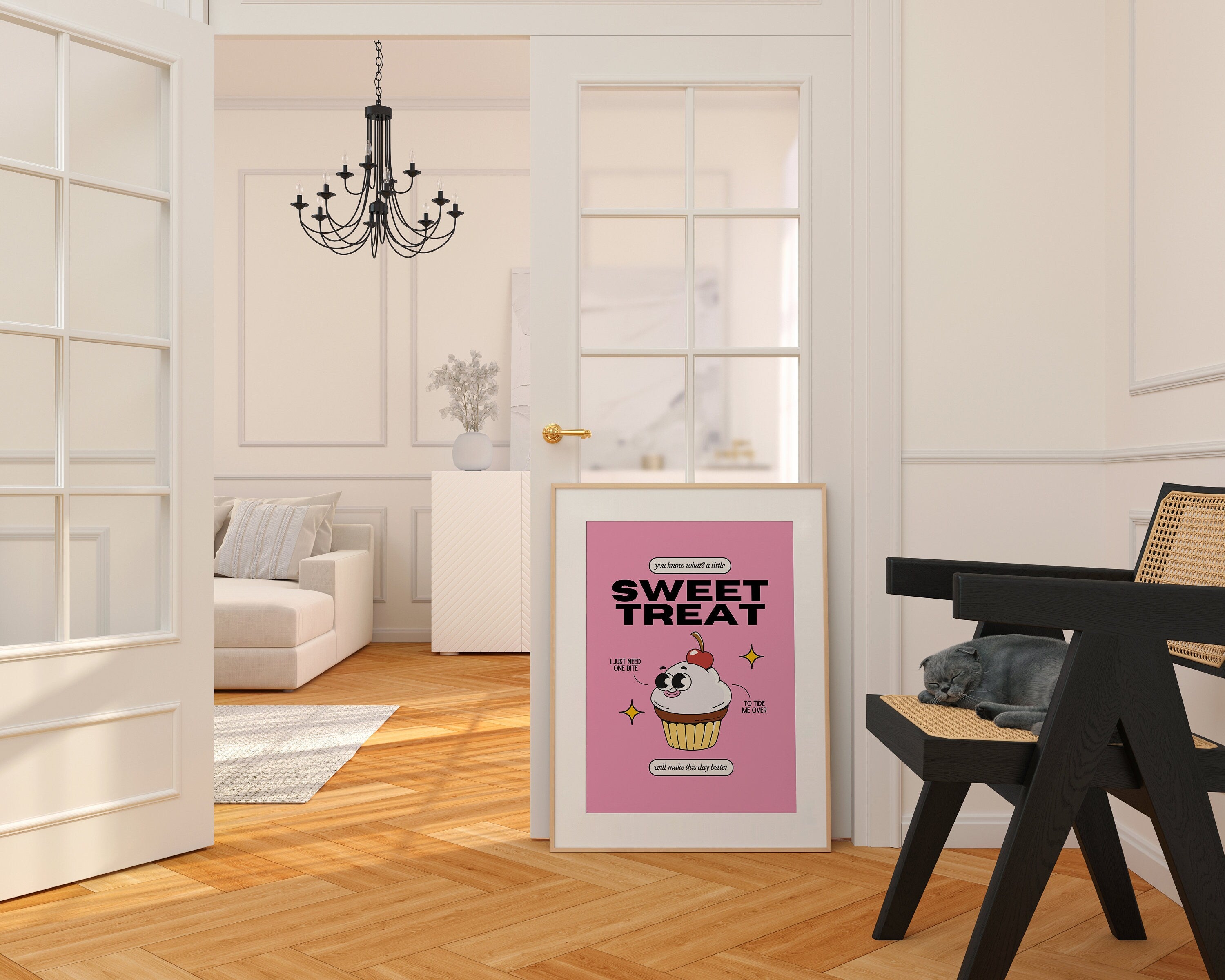 Aesthetic Art, Sweet Treat Art, Kitchen Wall Print, Minimalist Cartoon, Cupcake Art Print, Retro Cupcake Art, Wall Art Print, Retro Cartoon