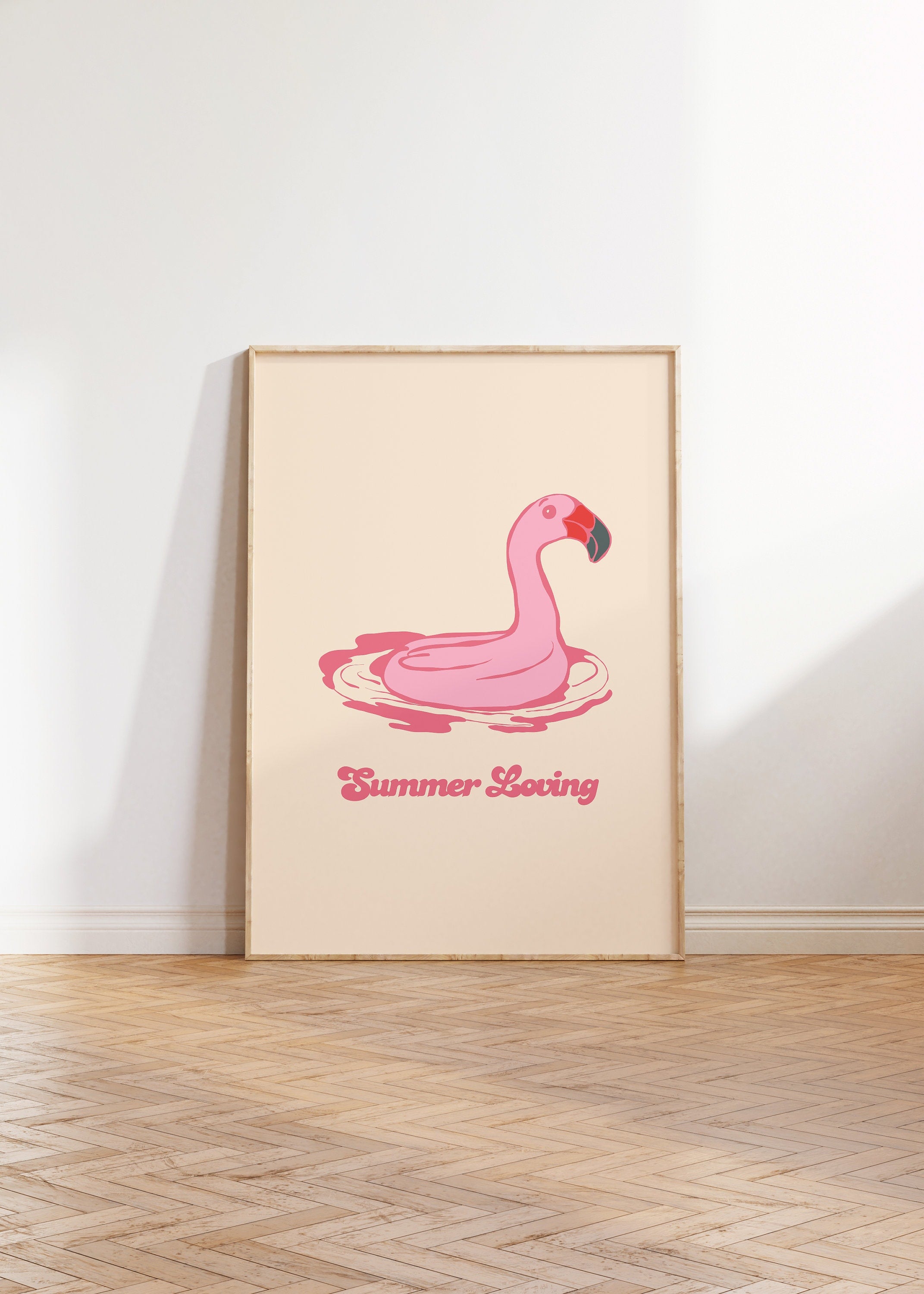 Digital Art Prints, Girly Art Prints, Summer Wall Art, Flamingo Prints, Trendy Art Print, Preppy Fun Art, Apartment Art Print, Summer Poster