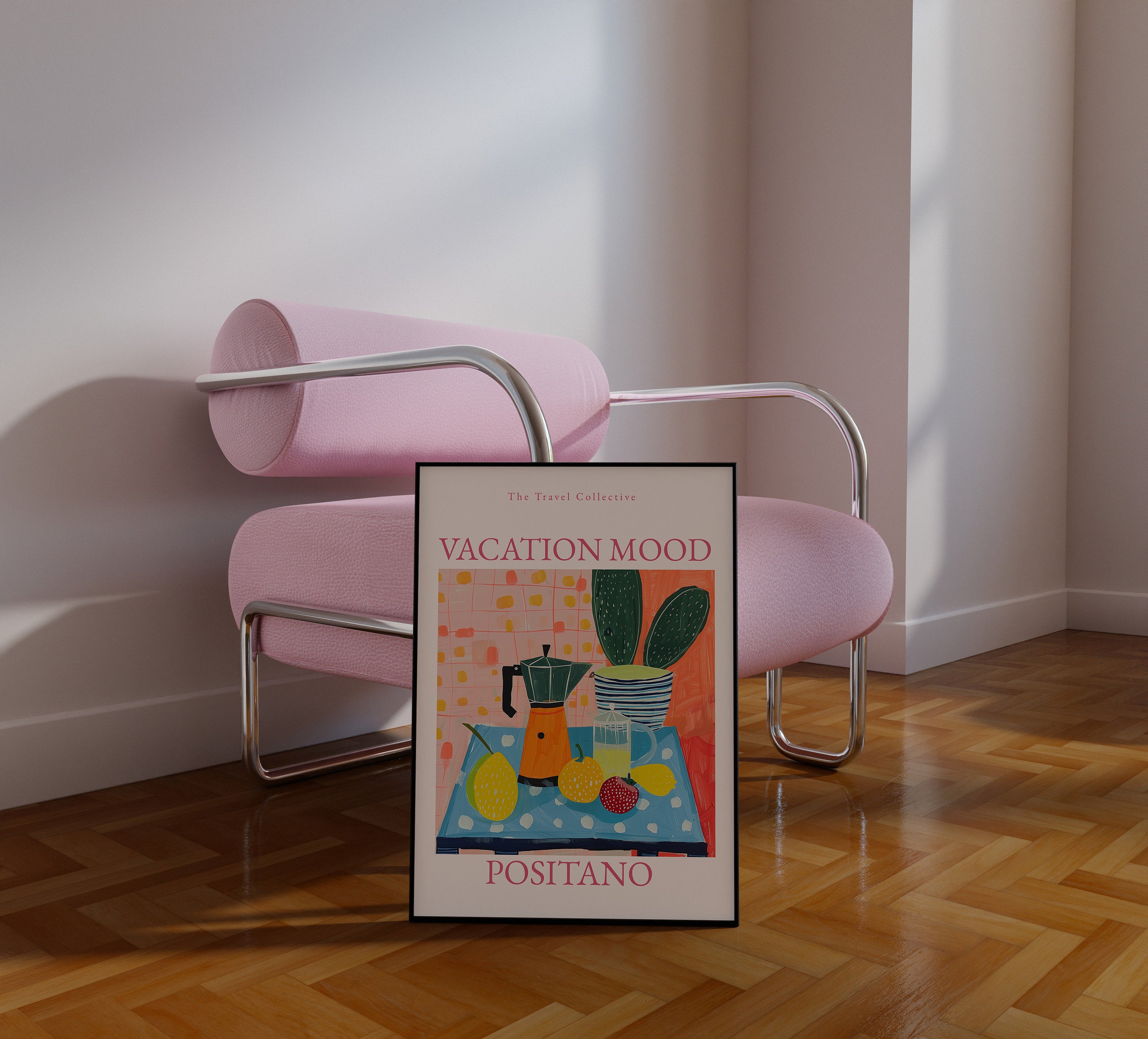 Retro Italy Art Print, Preppy Art, Kitchen Decor, Trendy Poster, Girl Apartment, Italy Decor, Positano Prints, Italy Travel Art, Italy Print