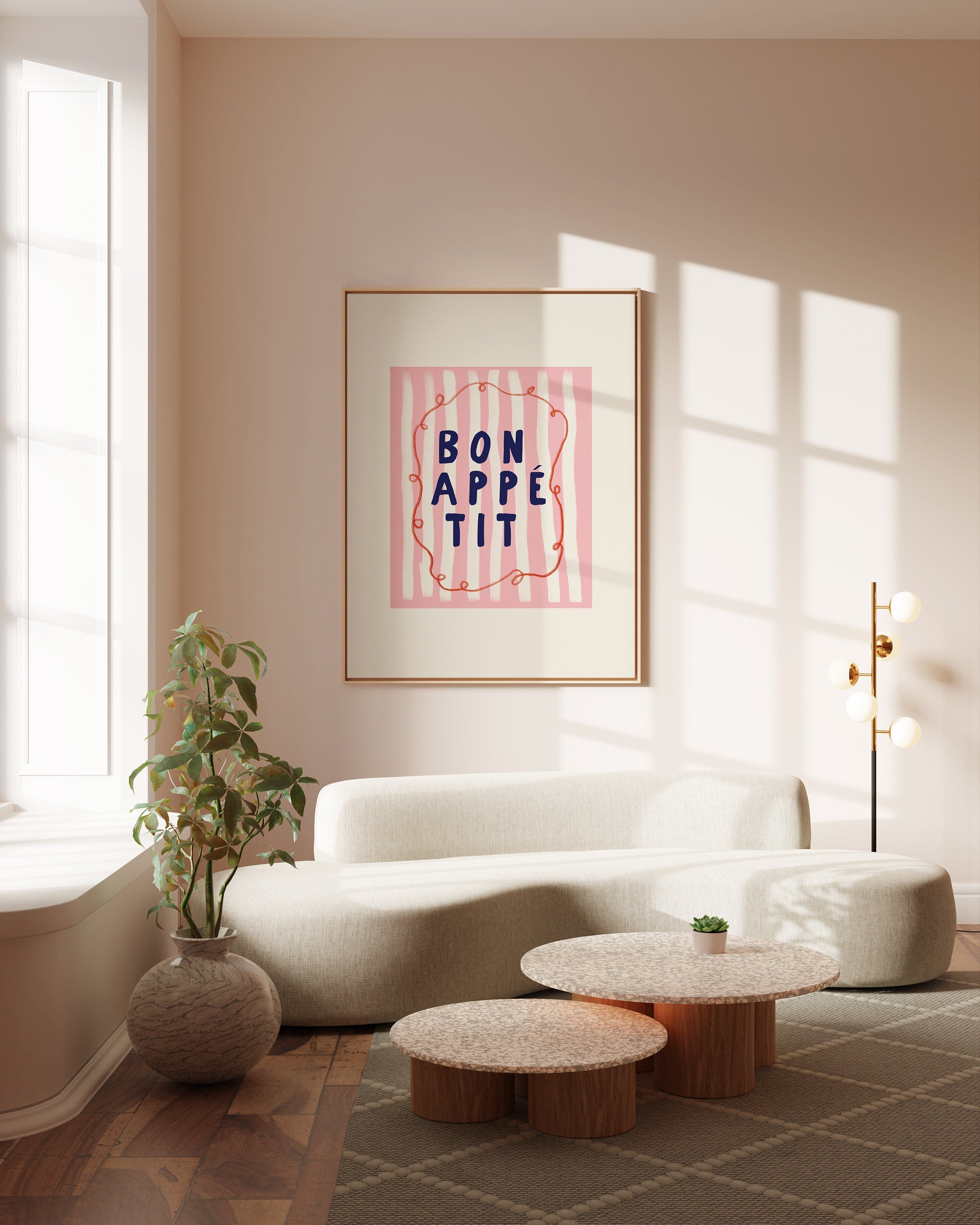 Bon Appetit Art, Kitchen Print, Let&#39;s Eat Preppy Kitchen Art, Bar Cart Decor, Printable Wall Art, Pink Posters, Kitchen Decor, Pink Art