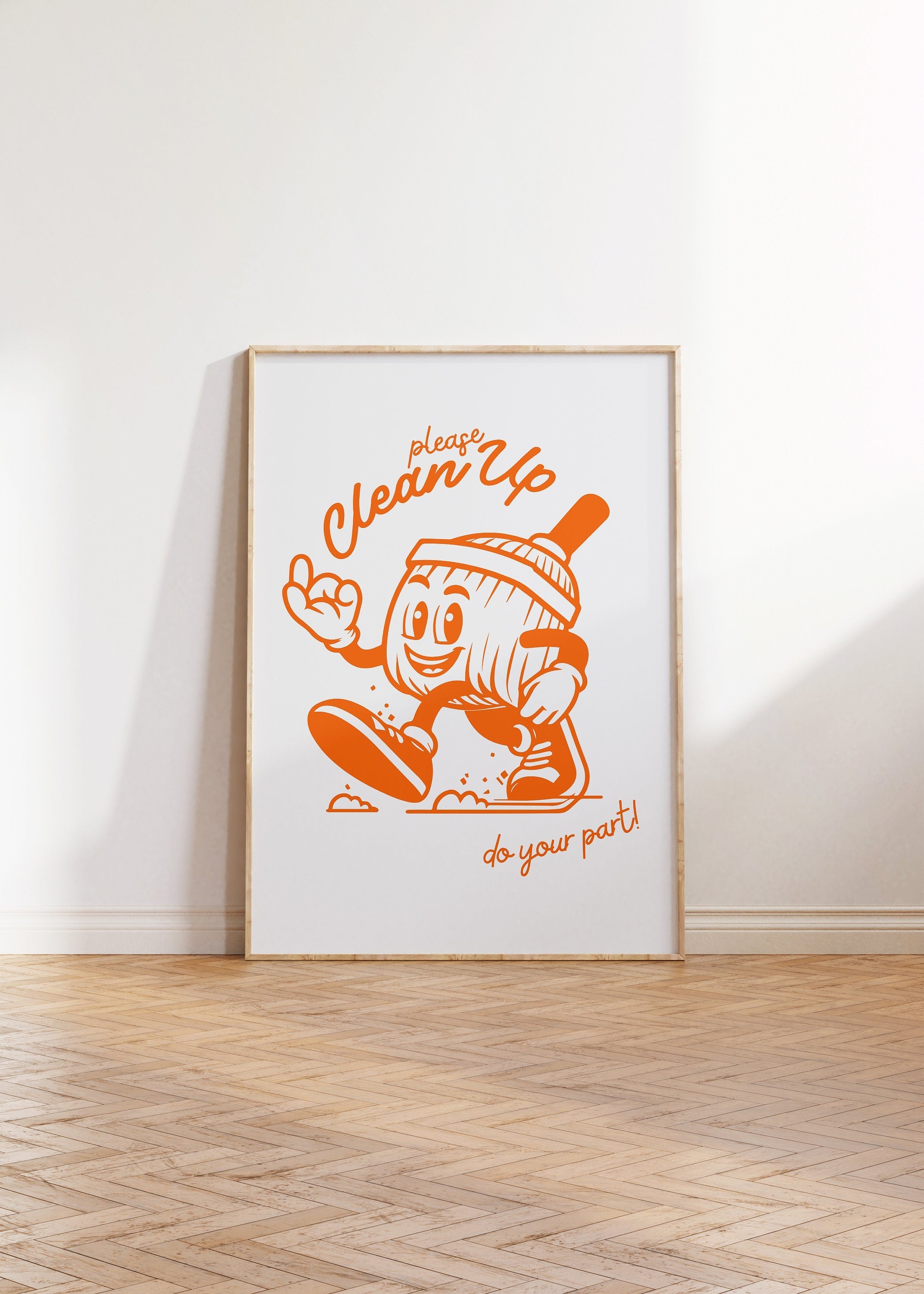 Classroom Art, Kids Room Art, Downloadable Print, Cartoon Art, Clean Up Print, Trendy Posters, Vintage Mascot Art, Cute Positive Poster