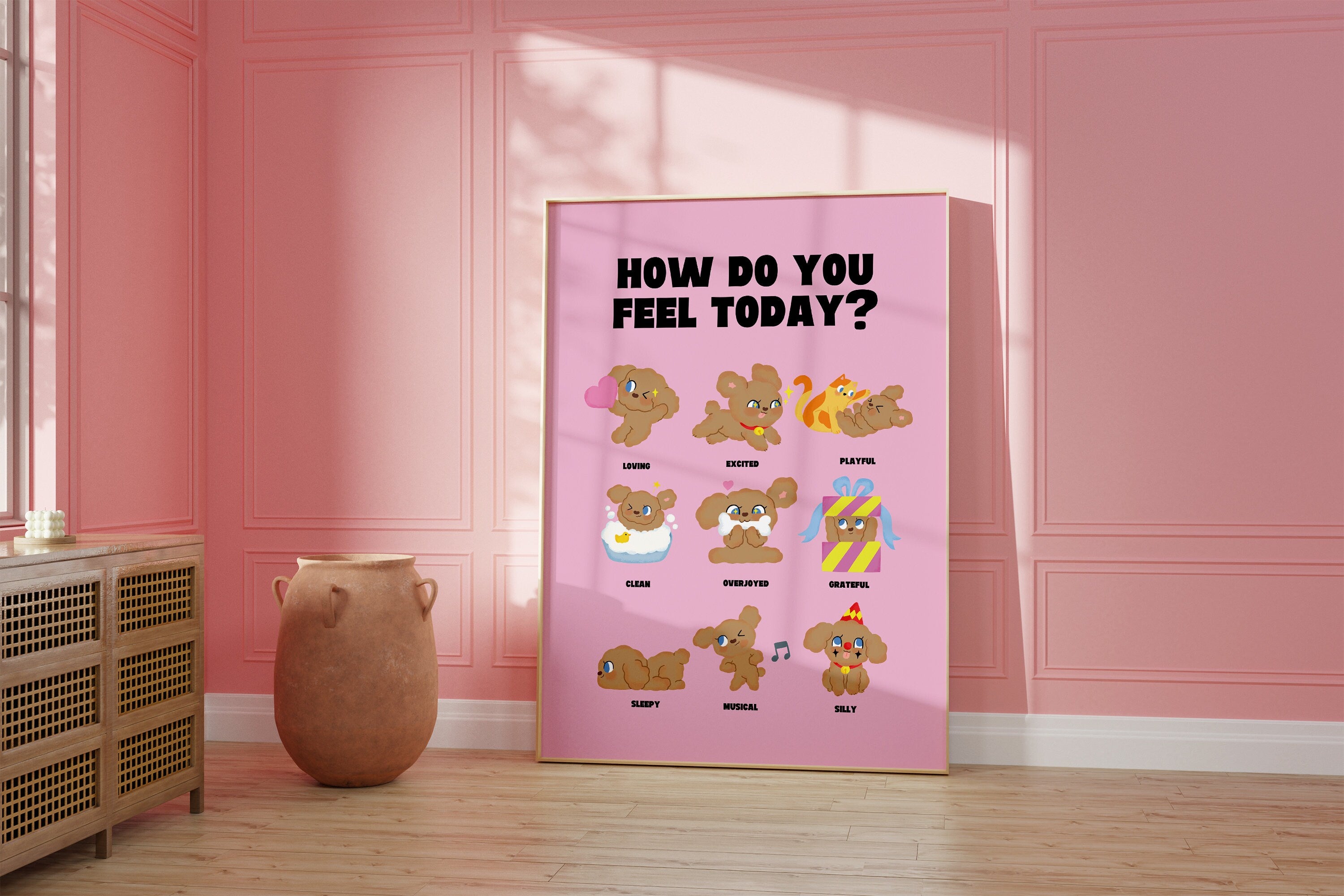 How Do You Feel Today?, Digital Prints Wall Art, Digital Prints, Emotions Art Prints, Mood and Feelings Poster, School Posters, Puppy Art