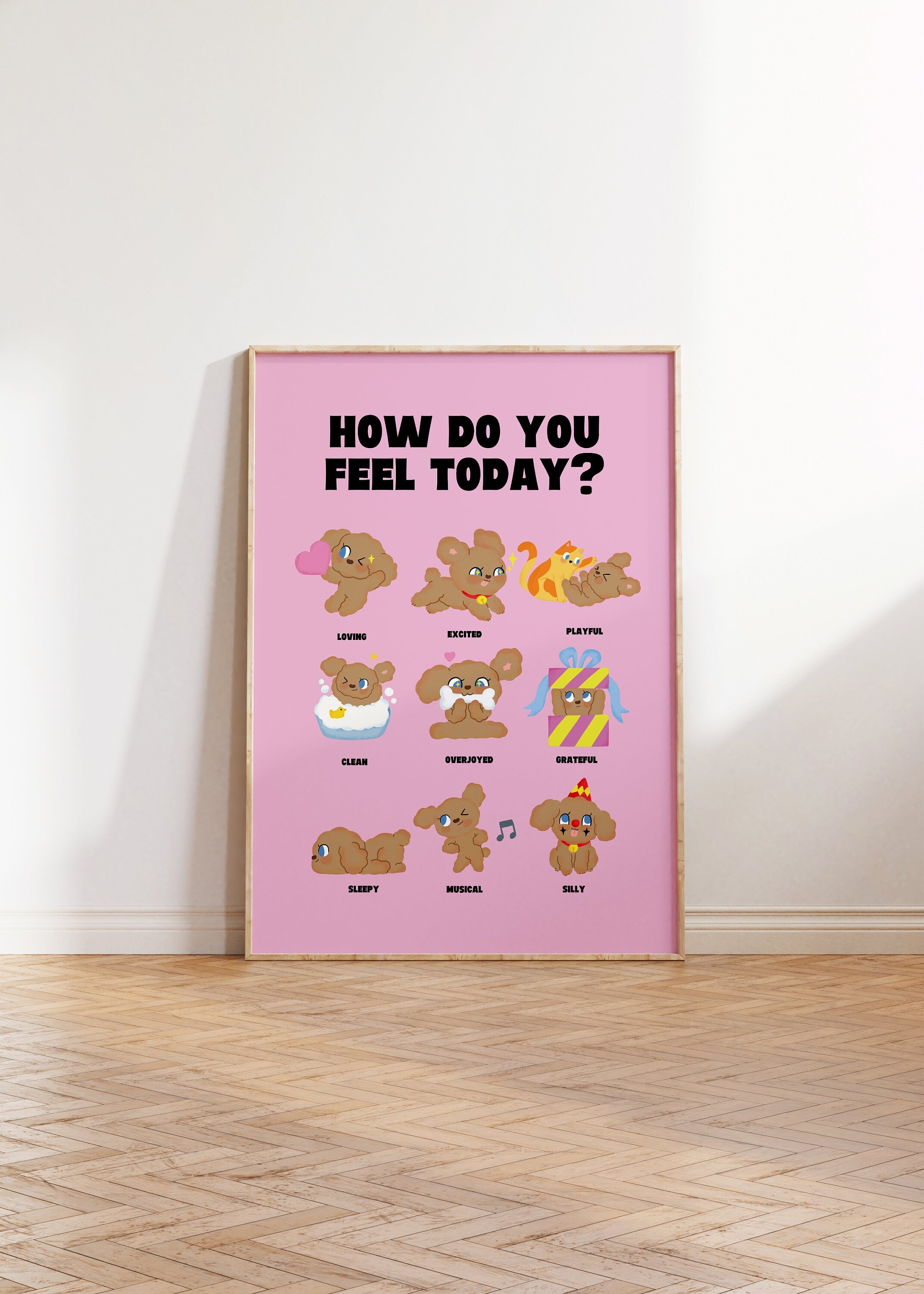 How Do You Feel Today?, Digital Prints Wall Art, Digital Prints, Emotions Art Prints, Mood and Feelings Poster, School Posters, Puppy Art