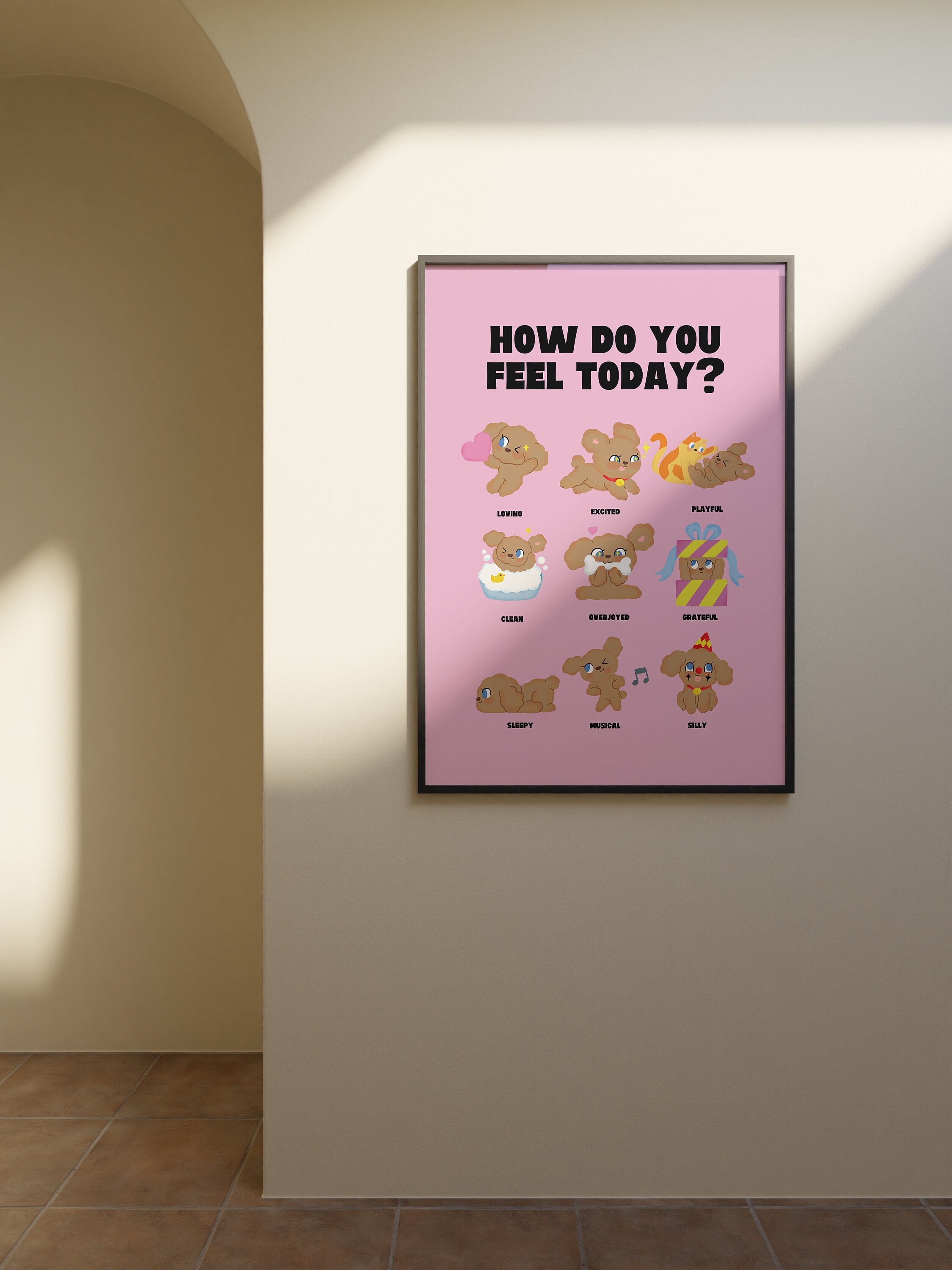 How Do You Feel Today?, Digital Prints Wall Art, Digital Prints, Emotions Art Prints, Mood and Feelings Poster, School Posters, Puppy Art