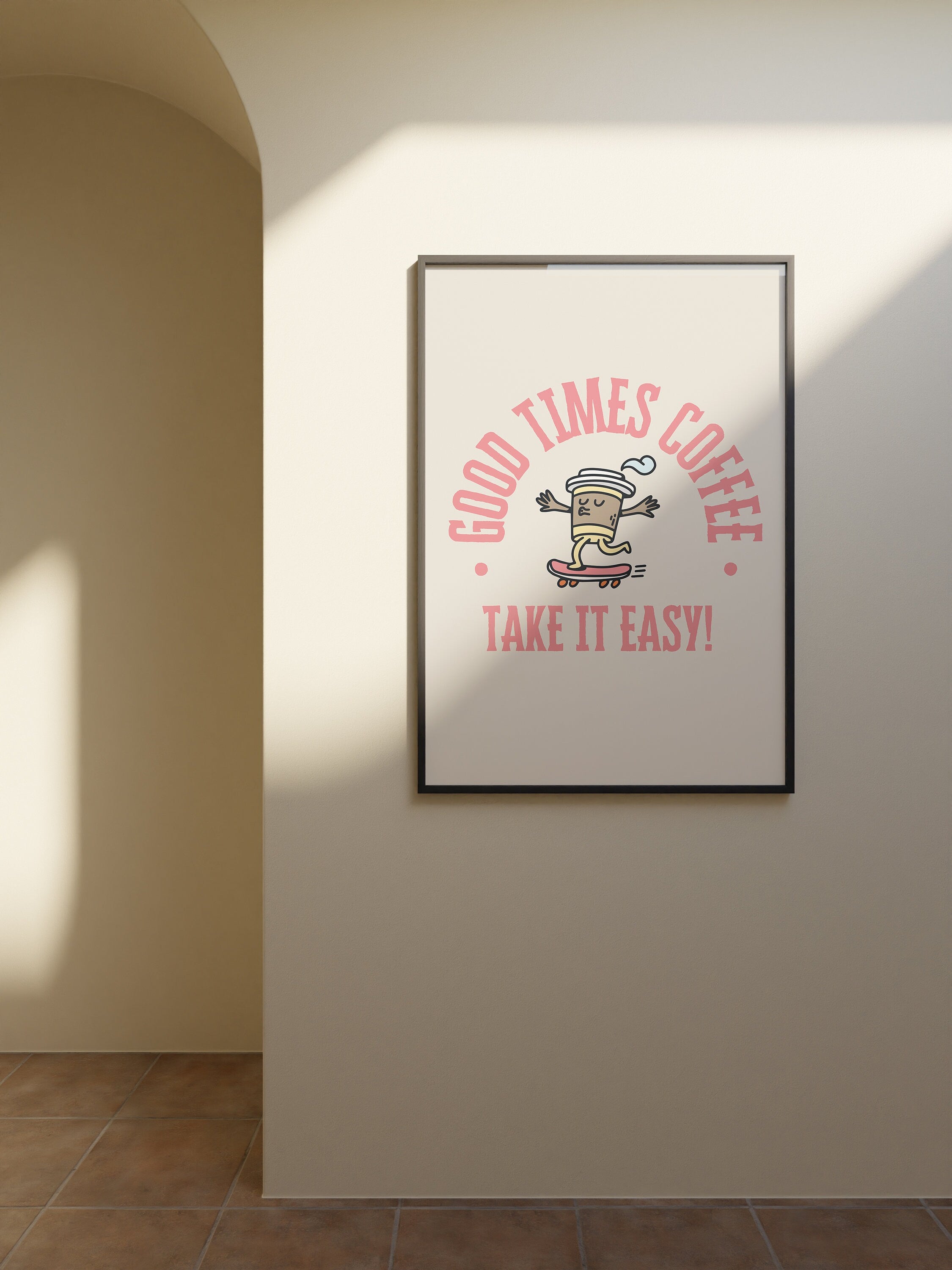 Good things happen after coffee-Digital Prints-Retro Art Quote-Office A-Kitchen Art-Coffee Art Print-Coffee Cartoon Print-Retro Wall Art