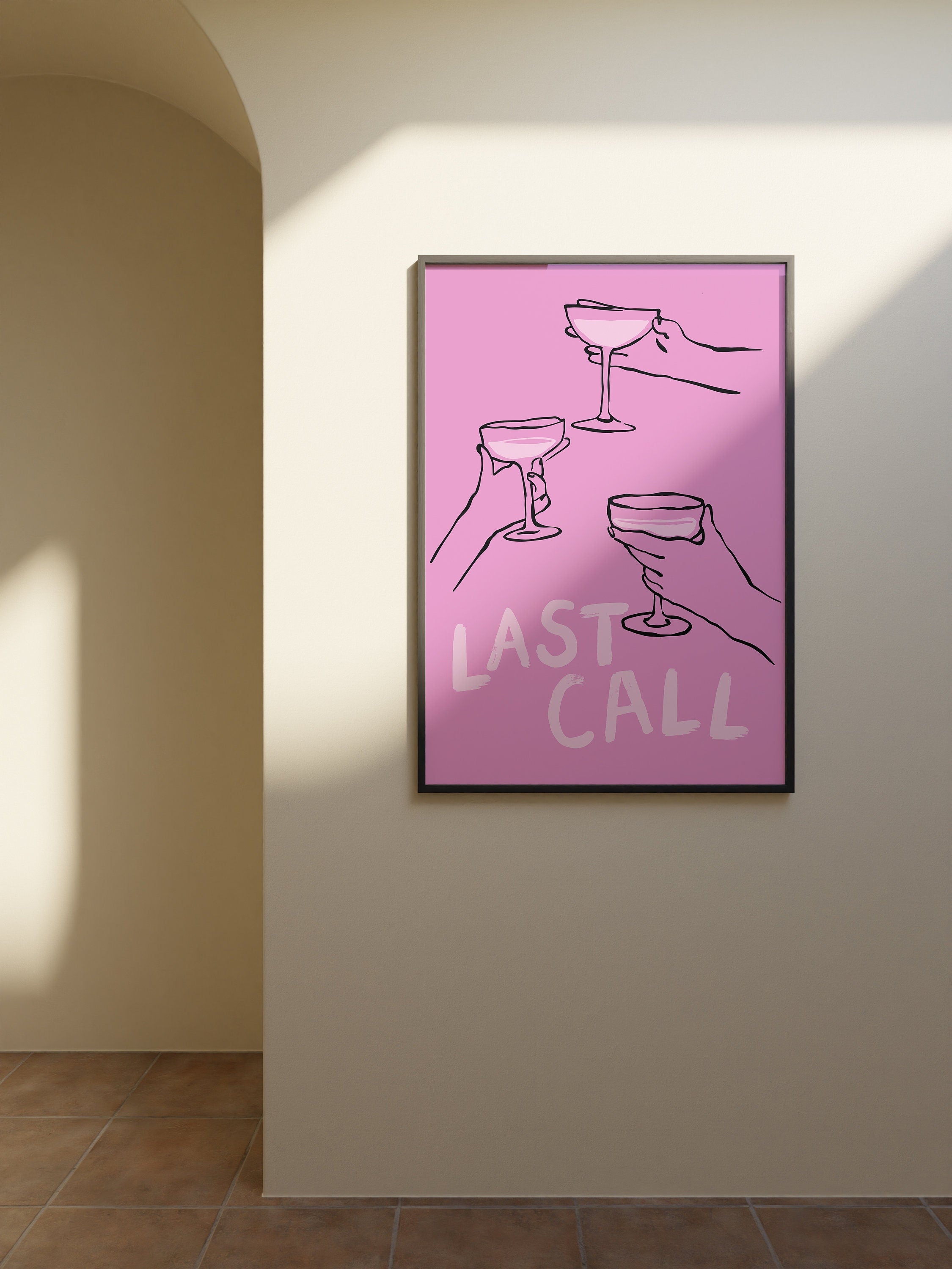 Last Call Wall Art Download, Scribbled Print, Fun Kitchen Art, Bar Cart Prints, Colorful Cheers Art, Trendy Bar Cart Gift, Bar Cart Art